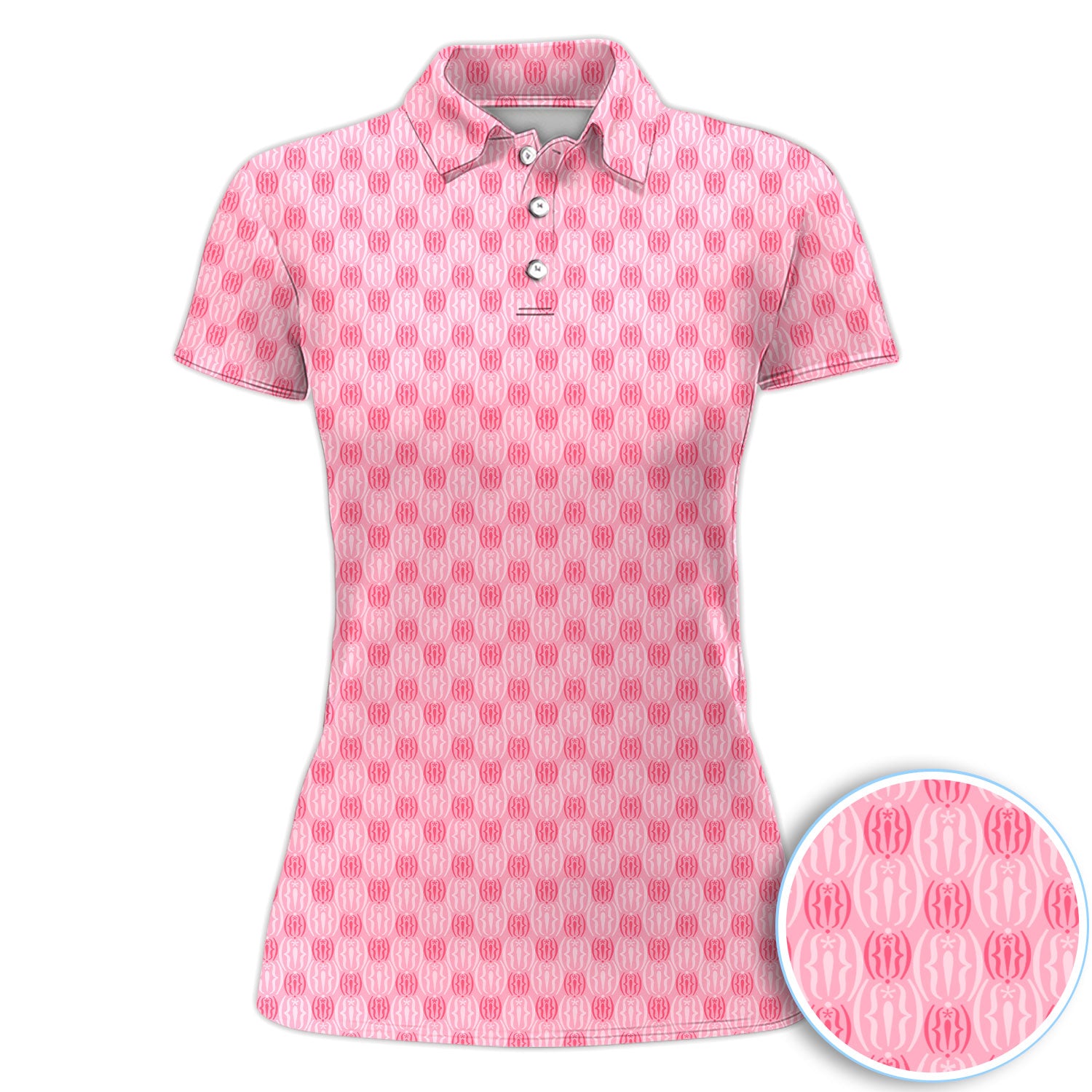 Pink Coquette Golf Pattern Shirt, Girly Pink Aesthetic Golf Shirt For Women, Preppy Gift