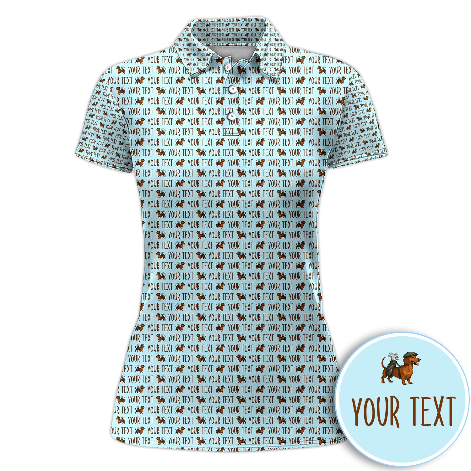 Personalized Dachshund Golf Polos, Seamless Pattern Golf Shirt For Women, Funny Golf Shirt