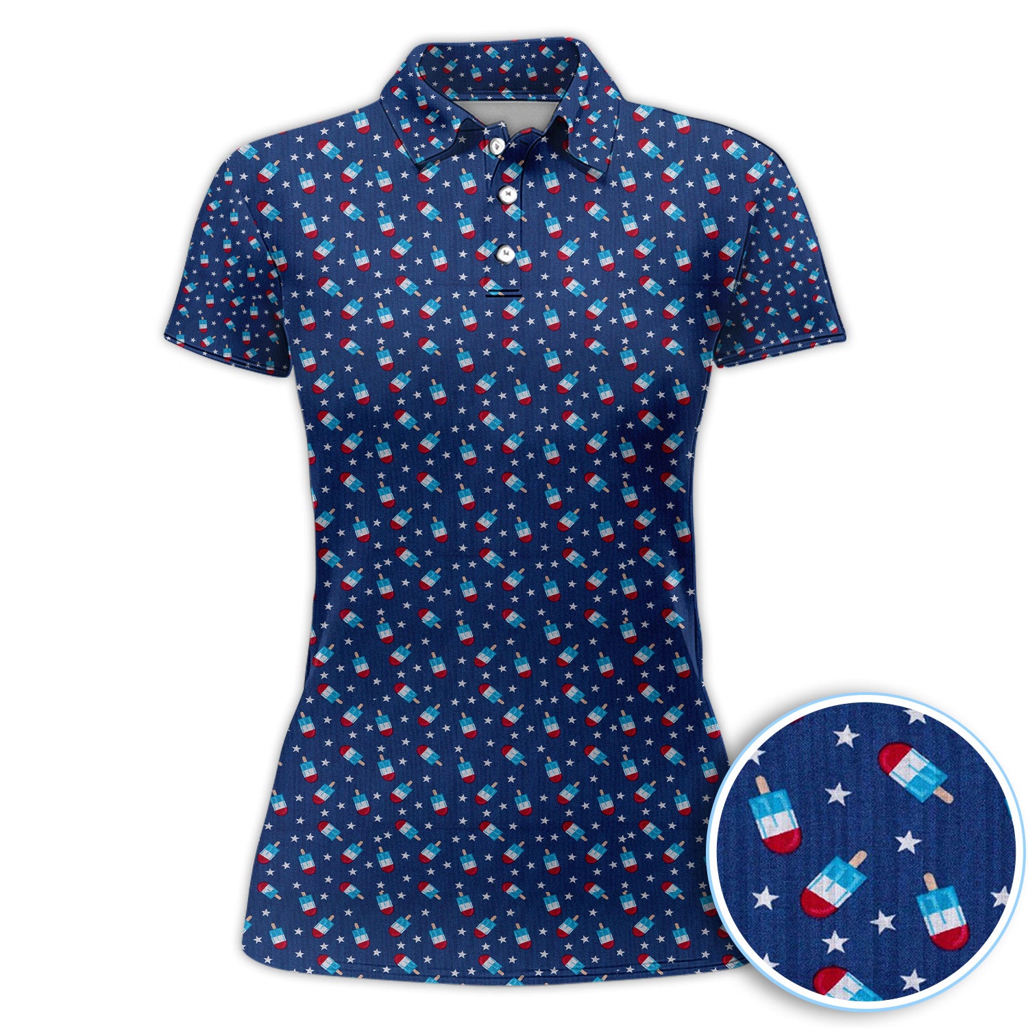 Patriotic Ice Cream Golf Pattern Shirt For Women, All Over Print Golf Shirt, Golf Gift For Golfer