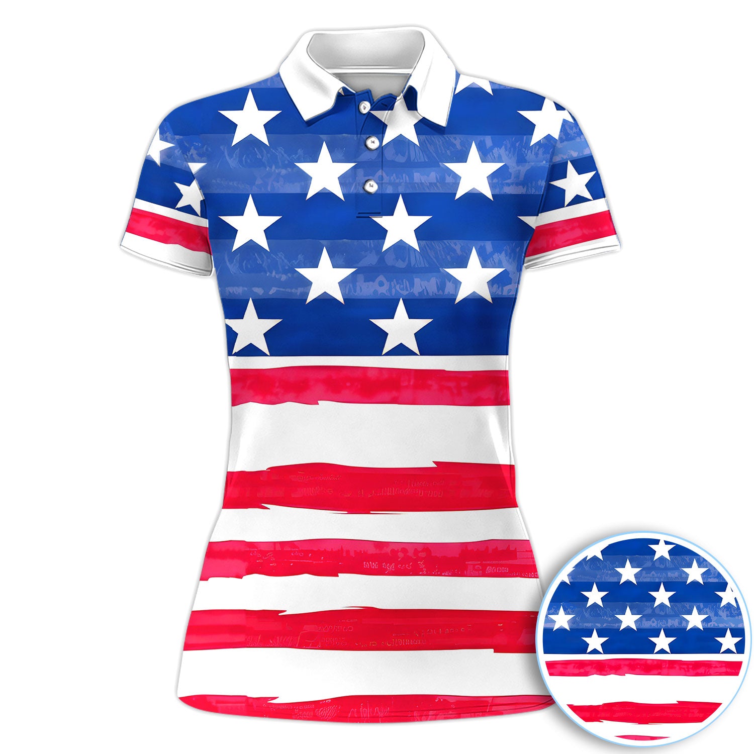 American Flag Pattern Golf Polos, Patriotic USA Golf Shirt, July 4th Golf Shirts For Women