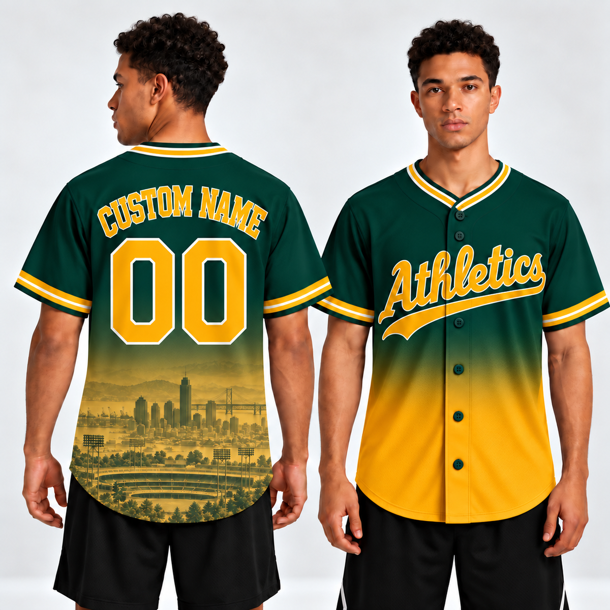 Custom Athletics Skyline Ombre Baseball Jersey