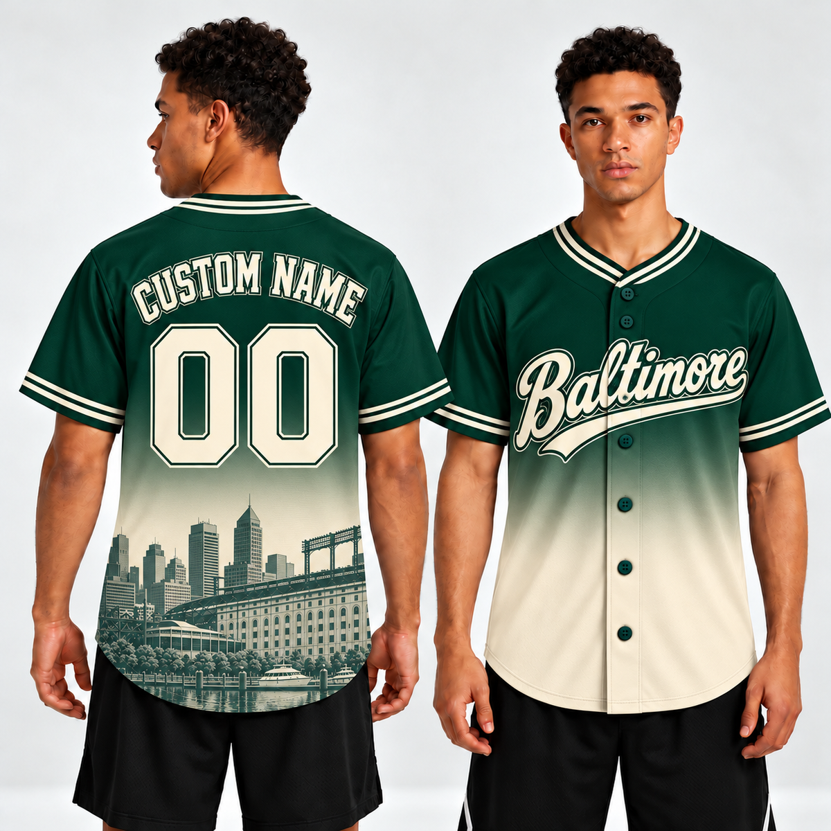 Custom Baltimore Skyline Ombre Baseball Jersey