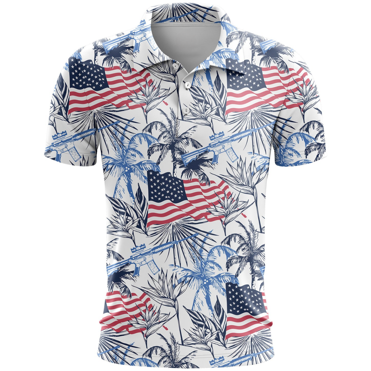 Jungle USA Flag Patriotic Golf Shirt, Polo Shirt 4th Of July Mens Golf Gift