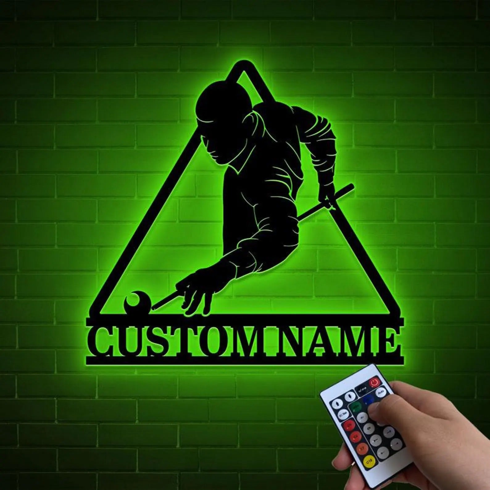 Custom Billiards Metal Sign Wall Art with Led Lights, Personalized Snooker Player Name Sign, Billiards Room Decor