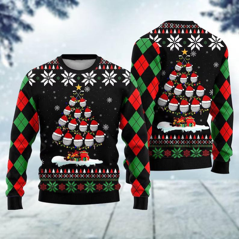 Funny Santa Claus Ugly Sweater, Golf Christmas Tree Ugly Christmas Sweater, Golf Gift For Men