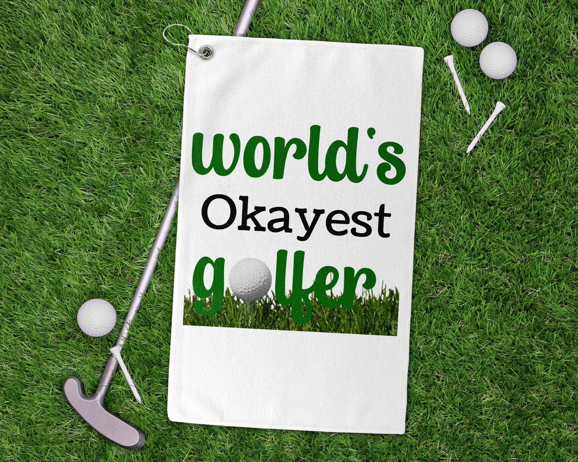World's Okayest Golfer, Best Golf Gifts for Golfer, Funny Golf Towel For Men