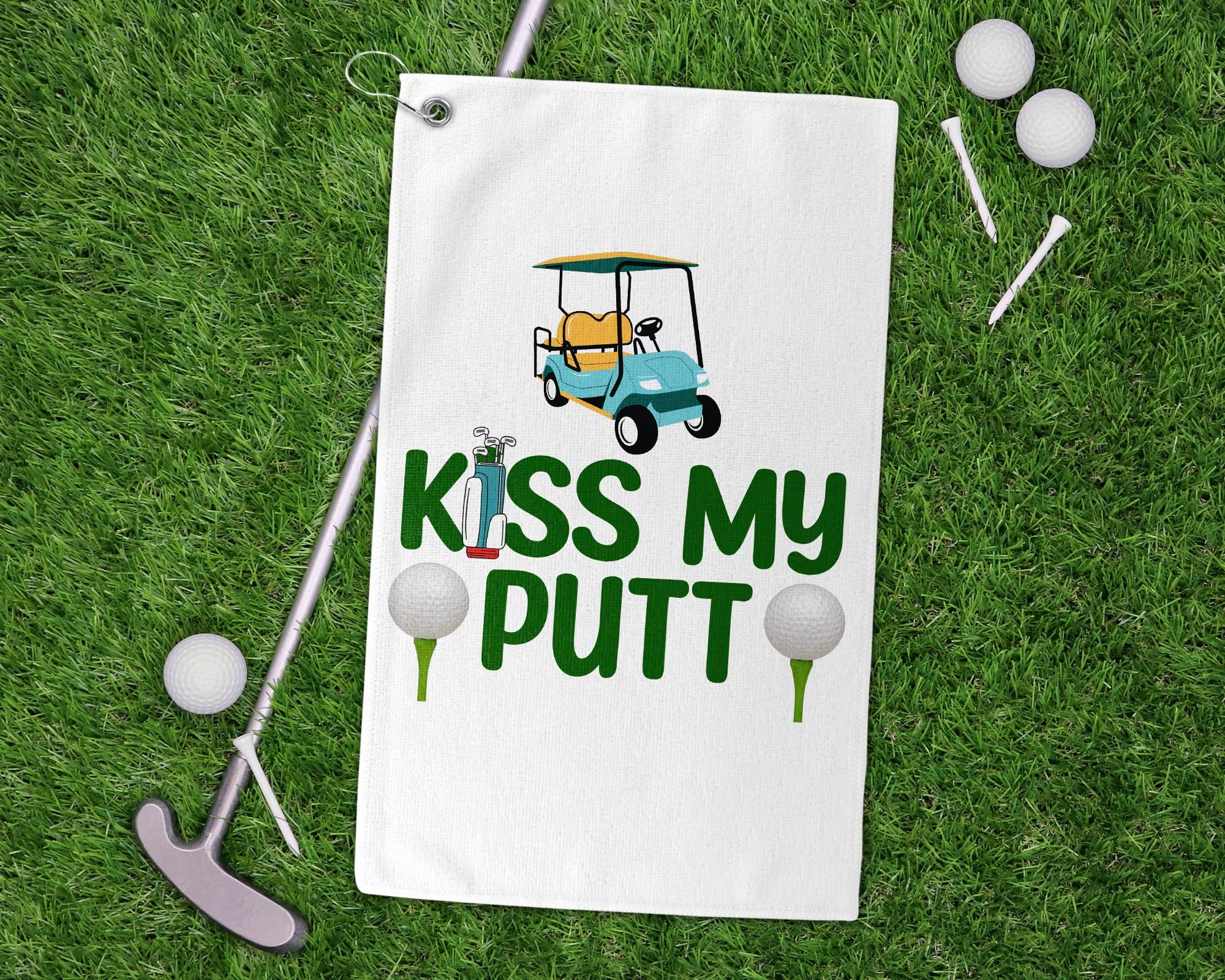 Kiss My Putt Golf Towel, Best Golf Gifts for Golfer, Funny Golf Towel