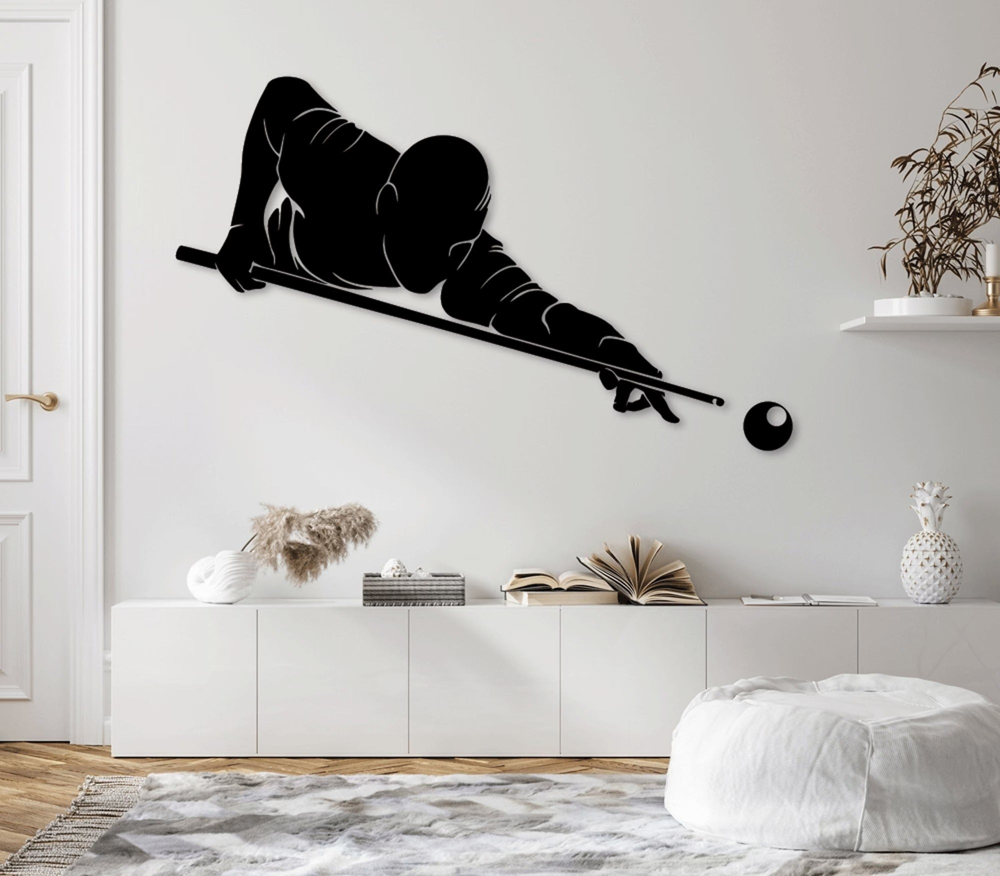 Billiards Wall Art for Game Room Decor, Snooker Player Metal Sign Wall Decor, Billiards Room Decor