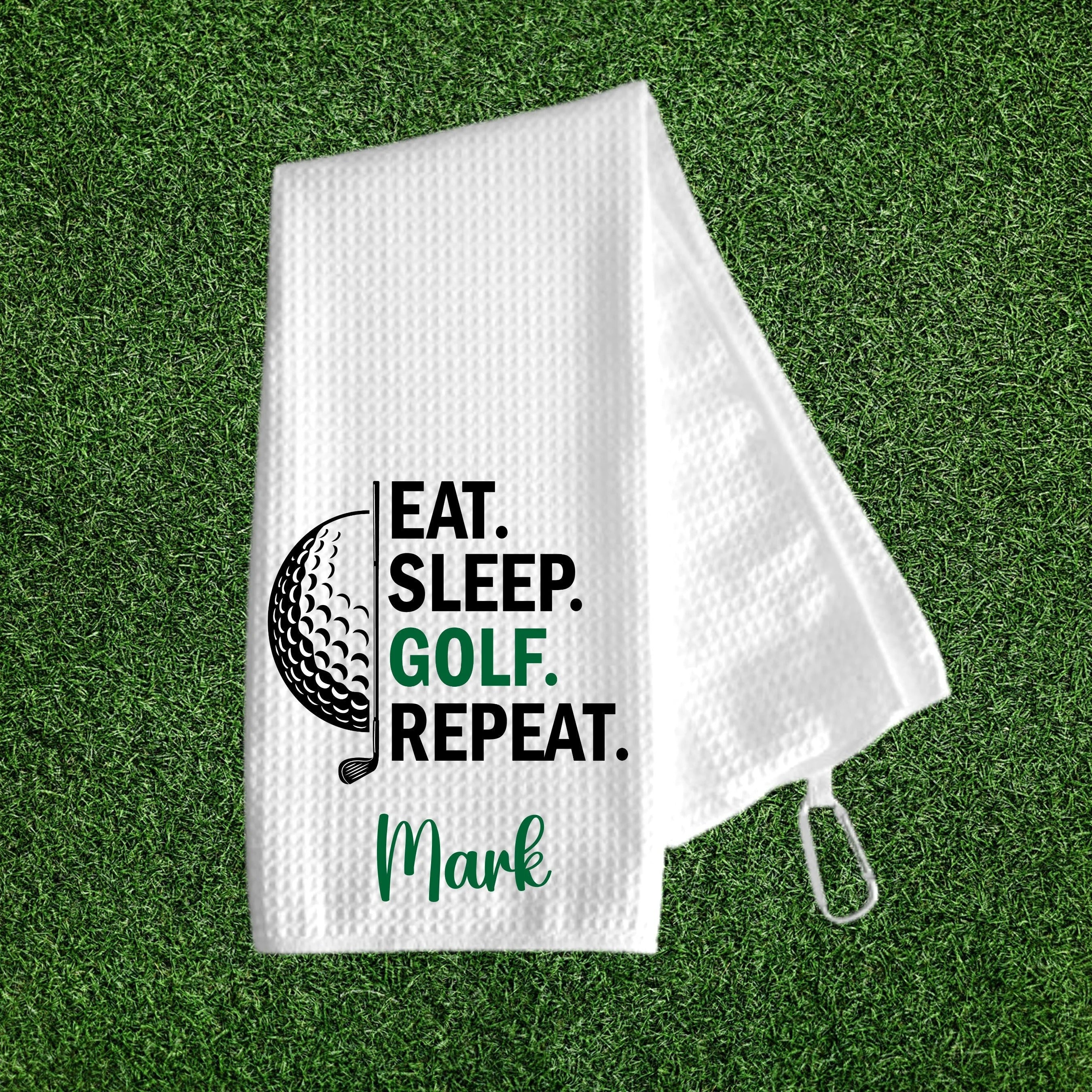 Personalized Golf Towel, Eat Sleep Golf Repeat Design With Custom Name, Gift for Golfer, Golf Towels Gift For Men