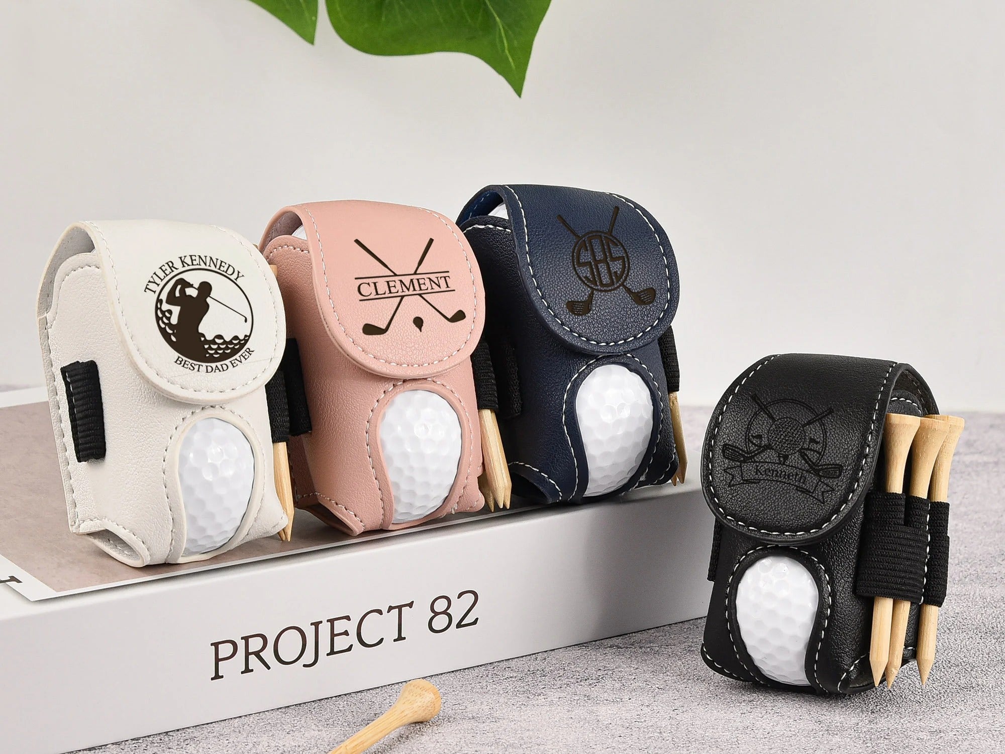 Personalized Golf Ball Bag - Mini Golf Ball Holder - Leather Golf Ball Bag - Gift for Golfer