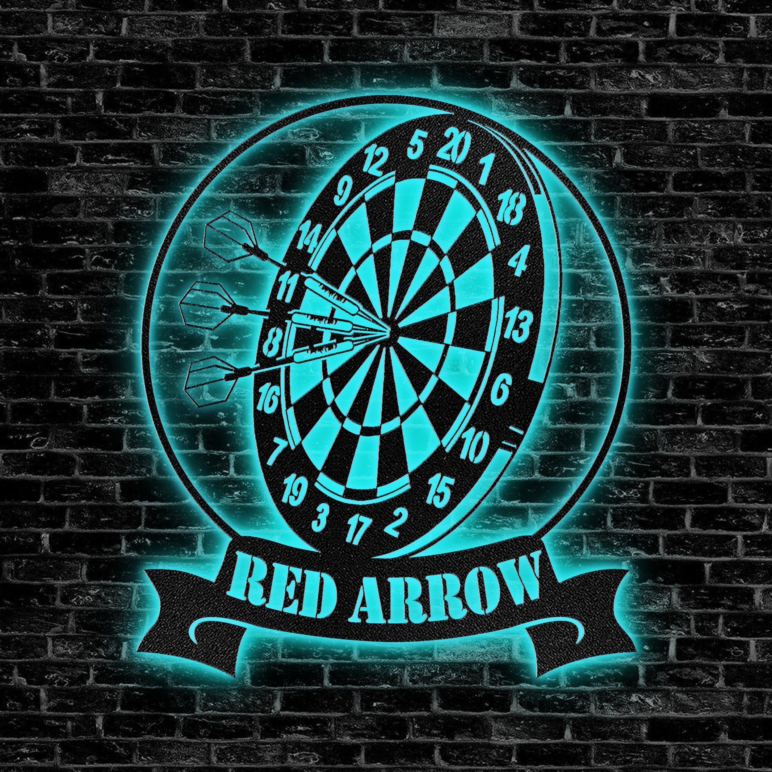 Dartboard Metal Sign – Personalized LED Wall Light for Game Room or Bar Decor