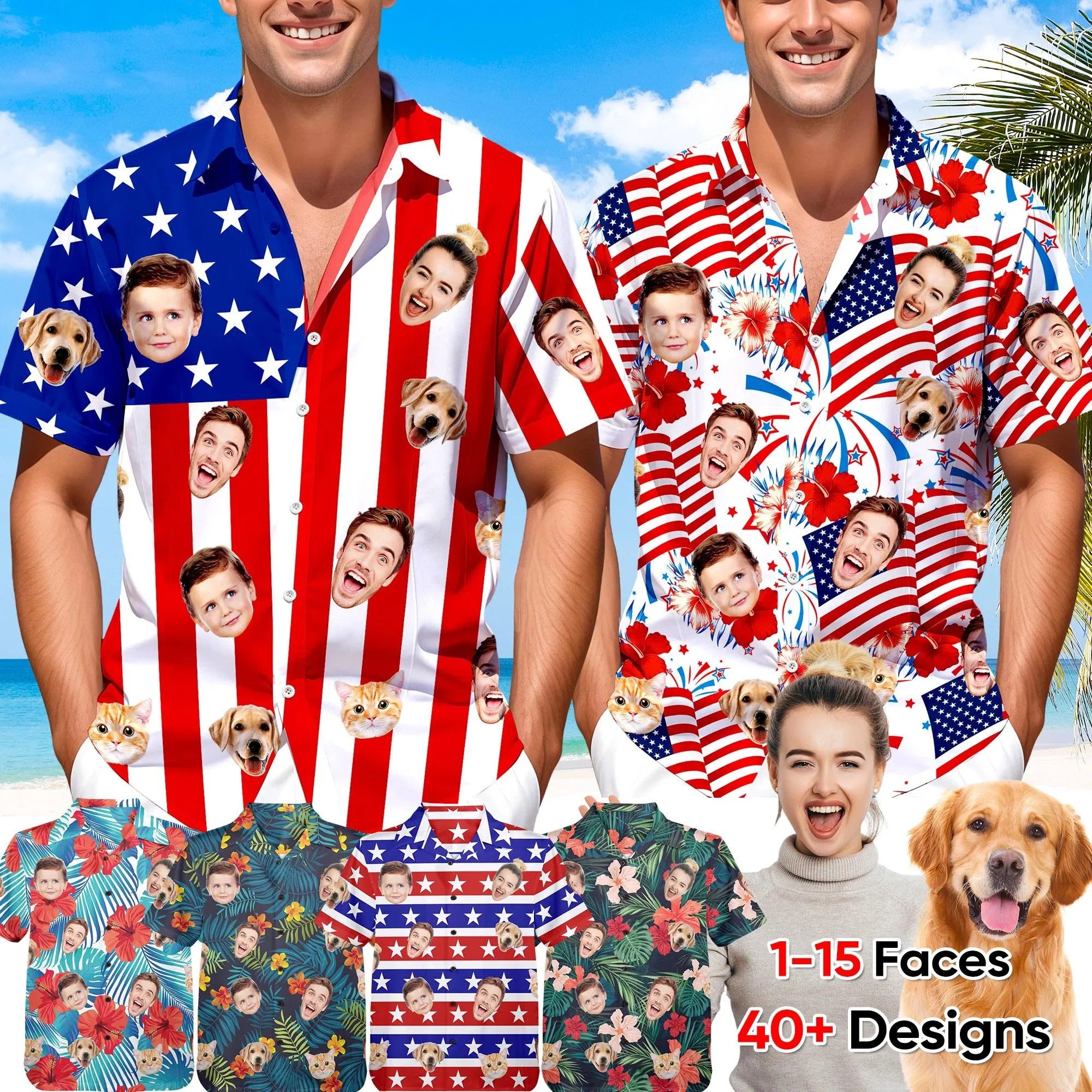 4th Of july Shirts Womens, Custom Face Hawaiian Shirt, Funny Fourth Of July Shirts