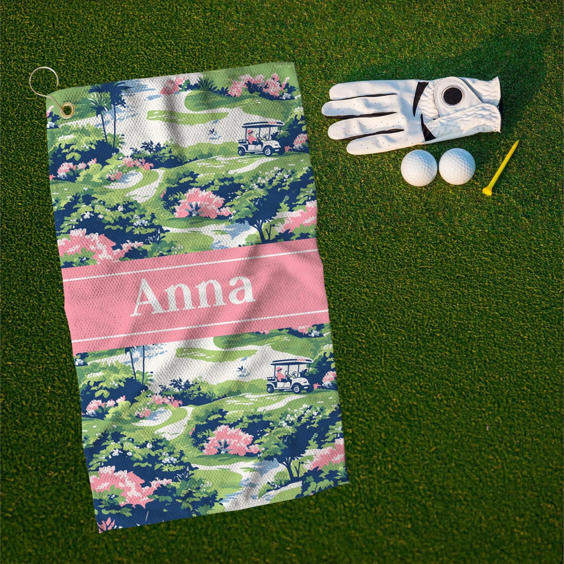 Custom Golf Towel For Women, Towels Golf With Floral Pattern, Pink Golf Towel