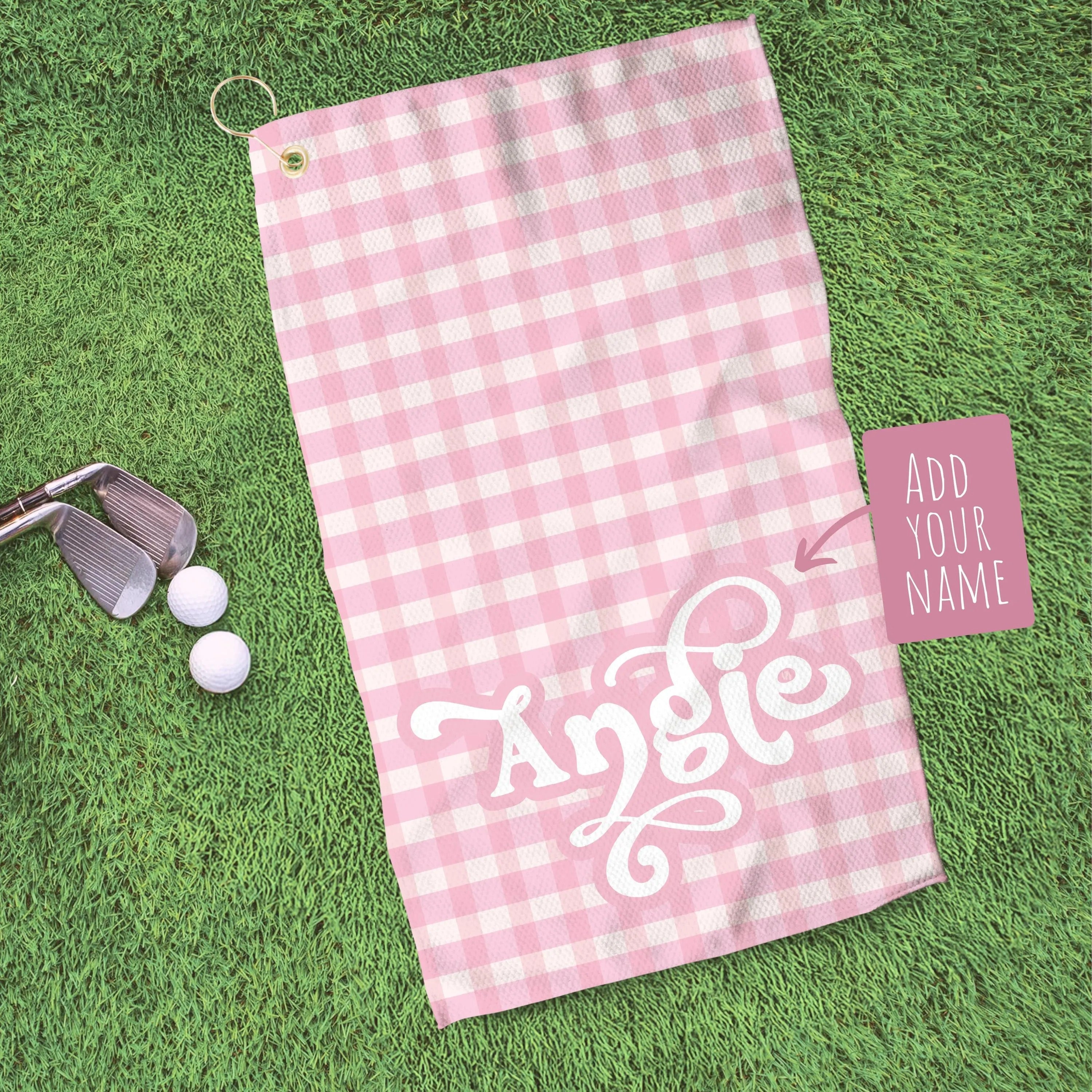Gingham Golf Towel , Golf Accessories , Girl Golf Towel for Girl, Best Golf Gifts
