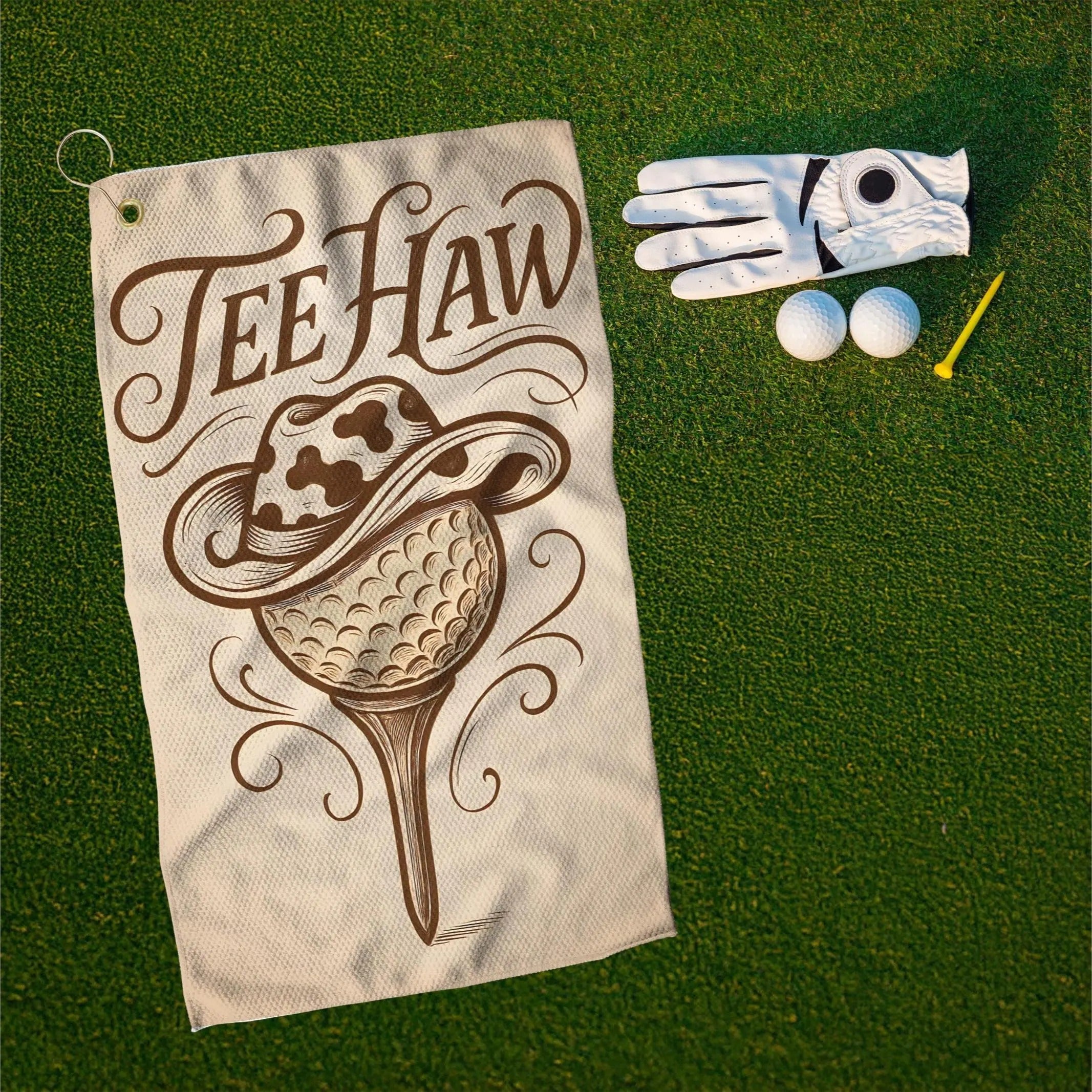 Tee Haw Golf Towel, Vintage Cowgirl Golf Bal, Golf Towels For Western Ladies, Golf Gift For Women
