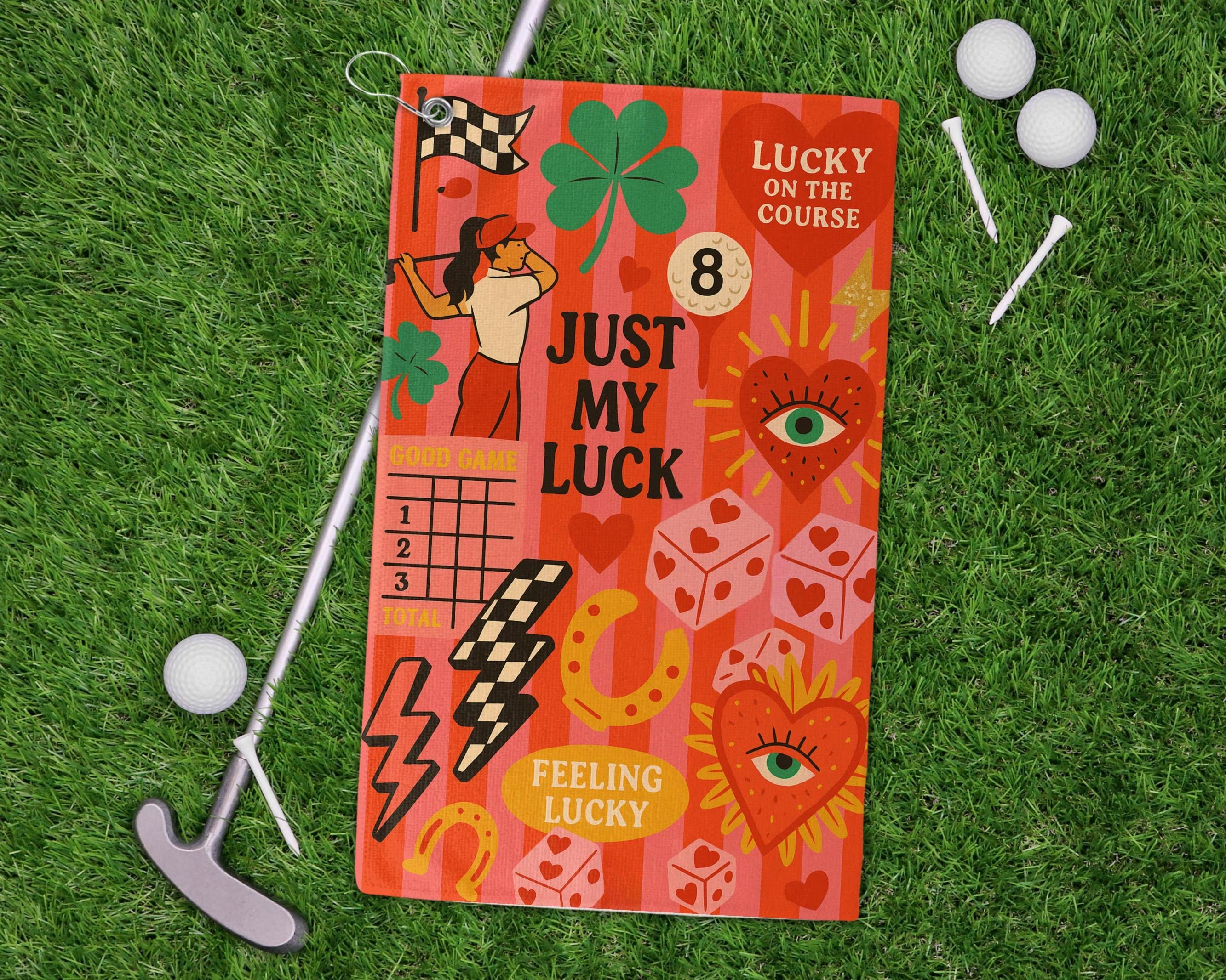 Feeling Lucky Golf Towels, Just My Luck Design, Golf Gifts, Golf Accessories, Funny Golf Towel
