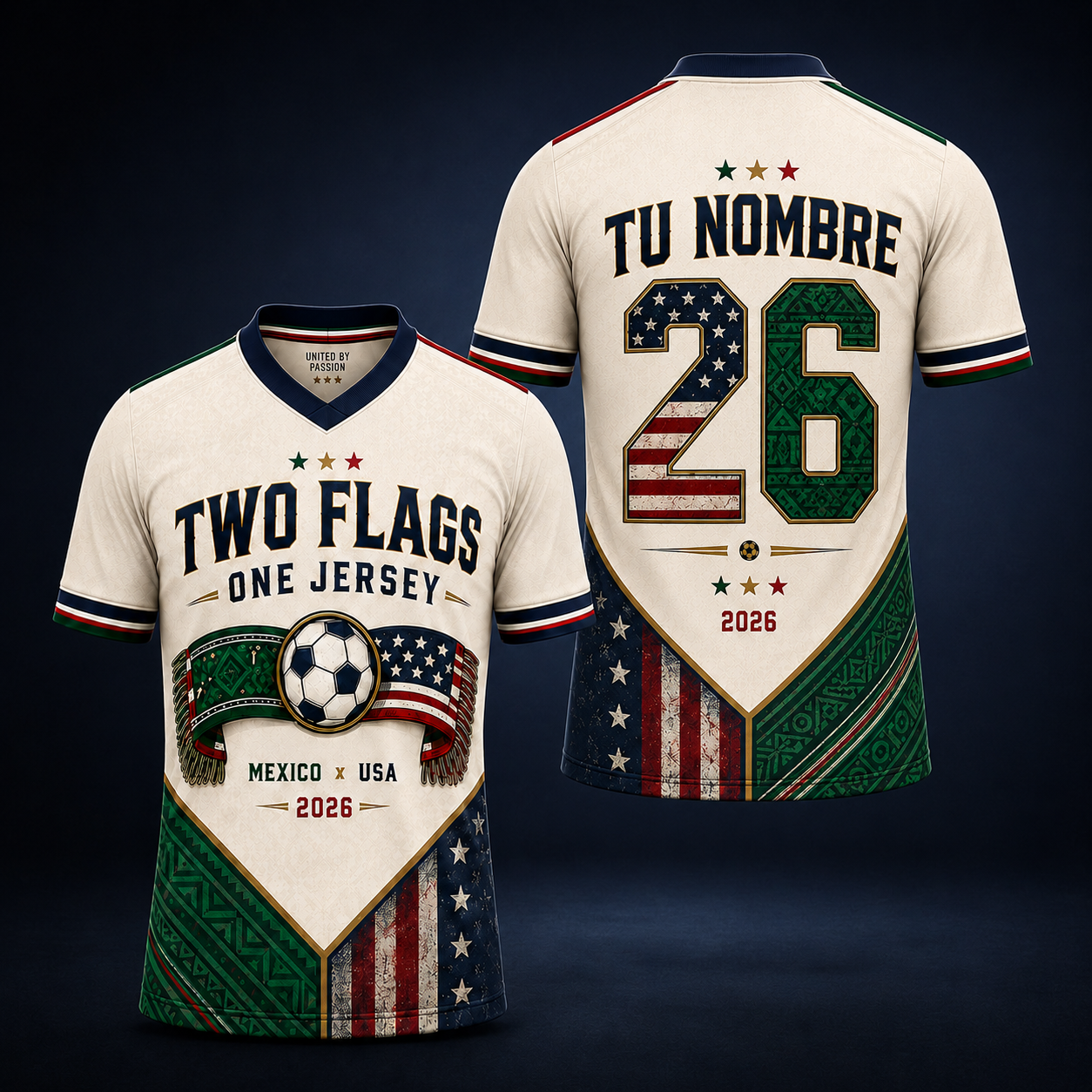 Personalized Mexico x USA Soccer Jersey – Two Flags One Jersey 2026 Custom Name Number Football Fan Shirt