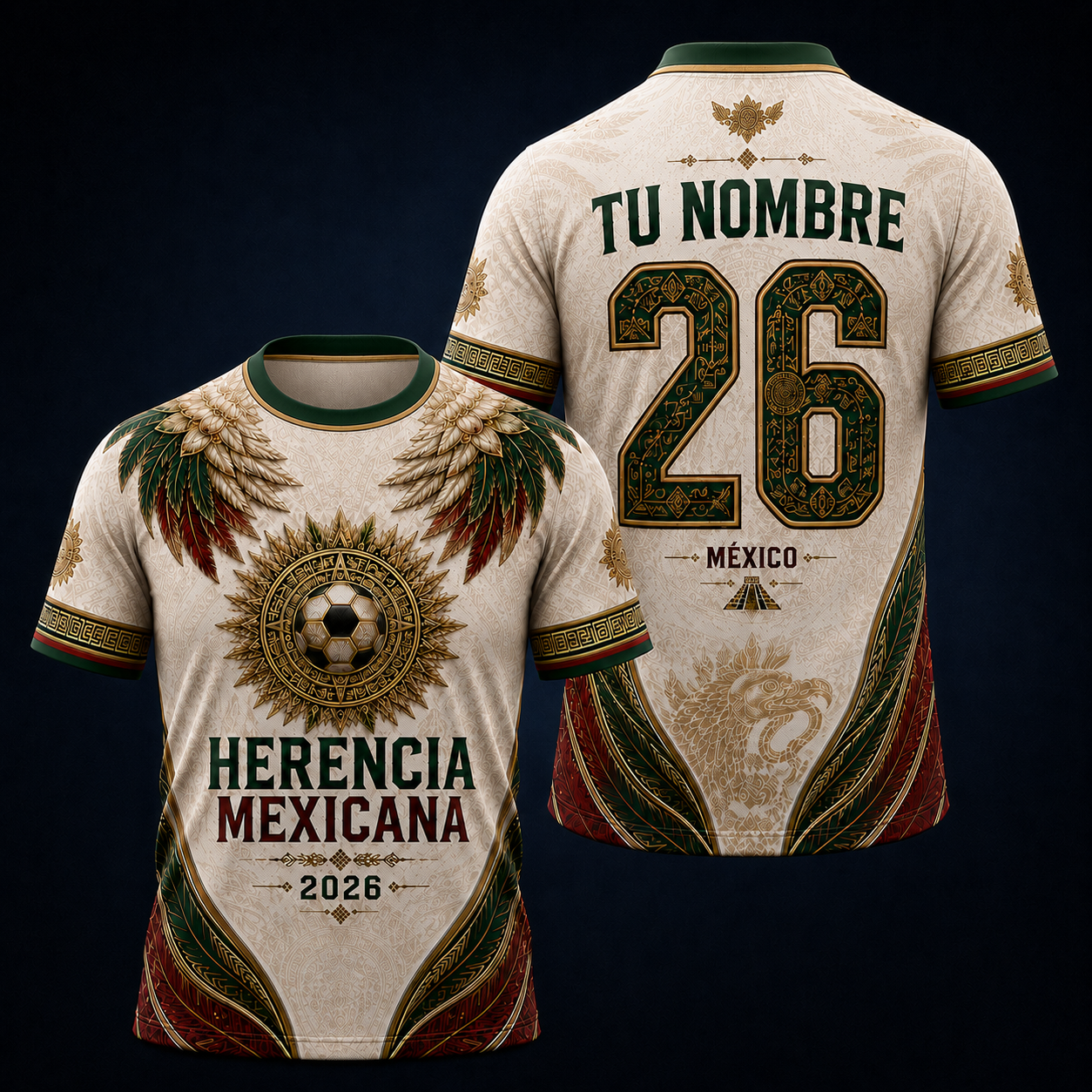 Custom Mexico Heritage Polo Shirt – Herencia Mexicana 2026 Personalized Aztec Fan Polo