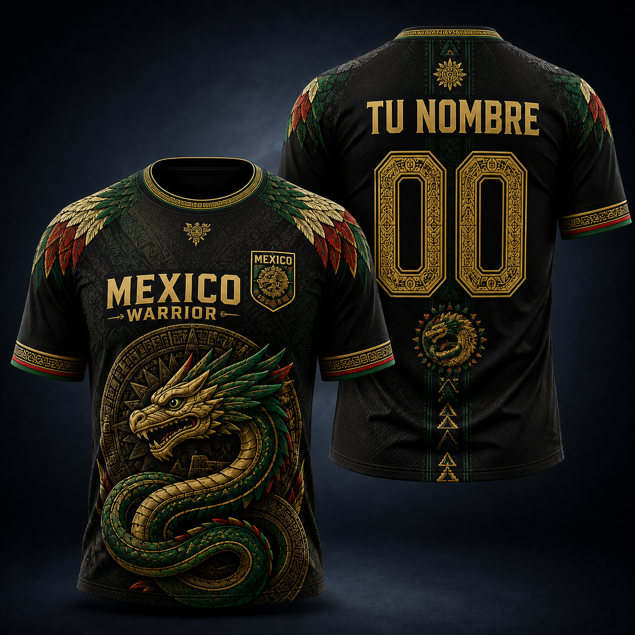 Personalized Mexico Quetzalcoatl Soccer Jersey – Custom Name Number Aztec Warrior Feathered Serpent Shirt