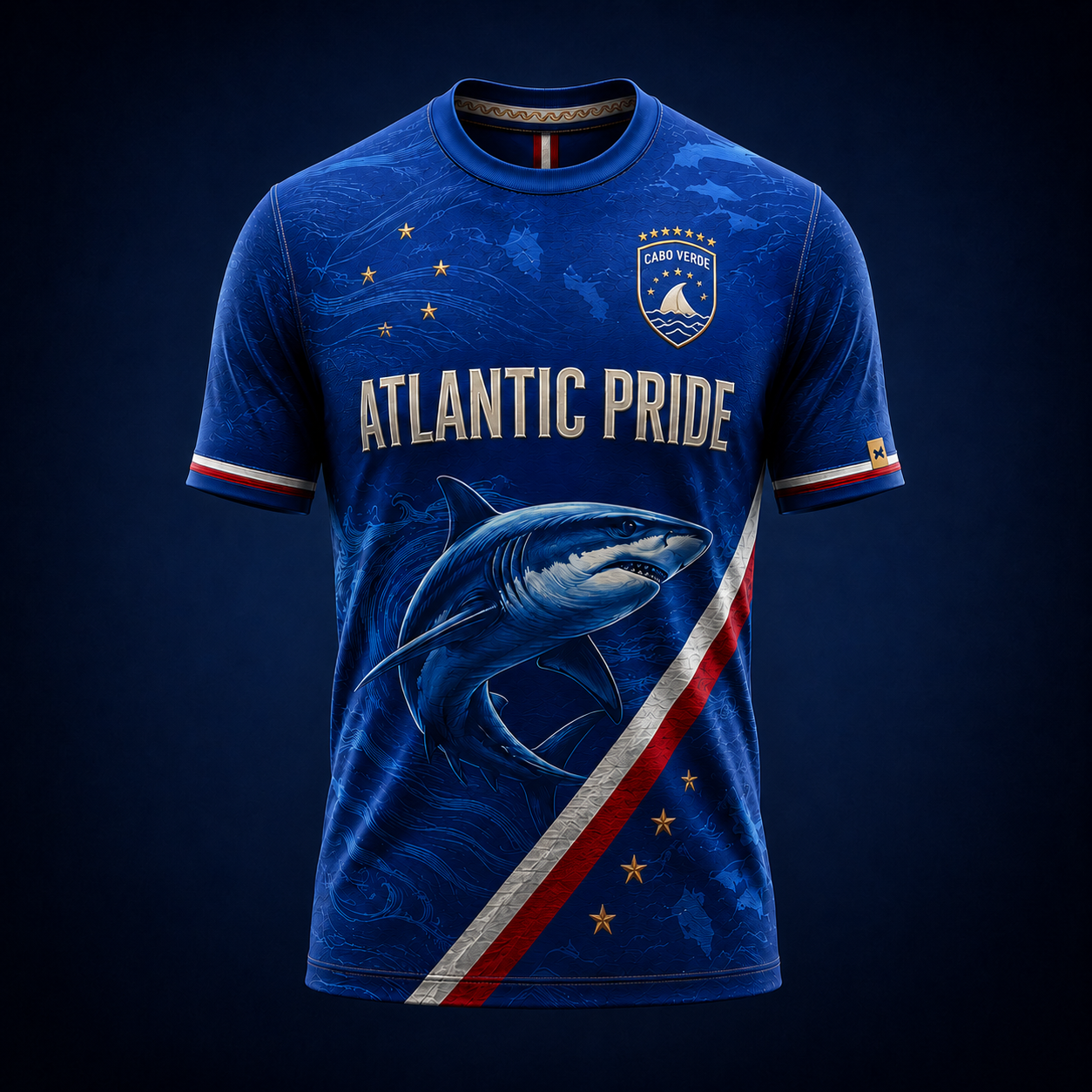 Cabo Verde Blue Shark Soccer Jersey for Men – Atlantic Pride Football Fan Shirt