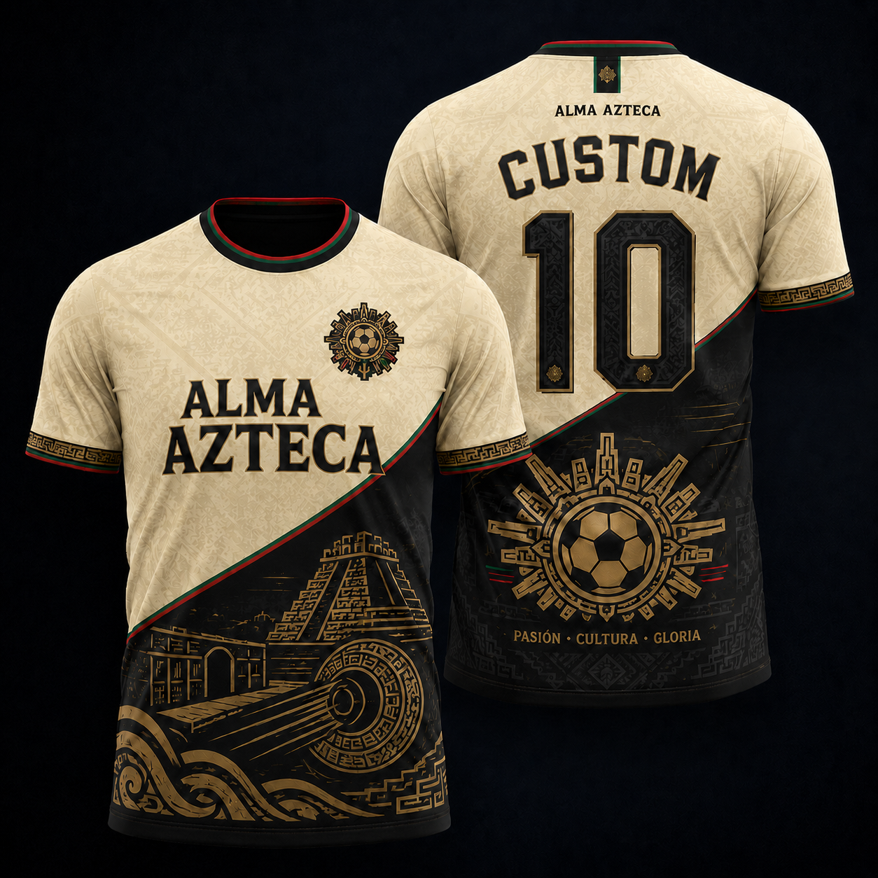 Personalized Alma Azteca Soccer Jersey – Custom Name & Number Mexico Heritage Football Shirt