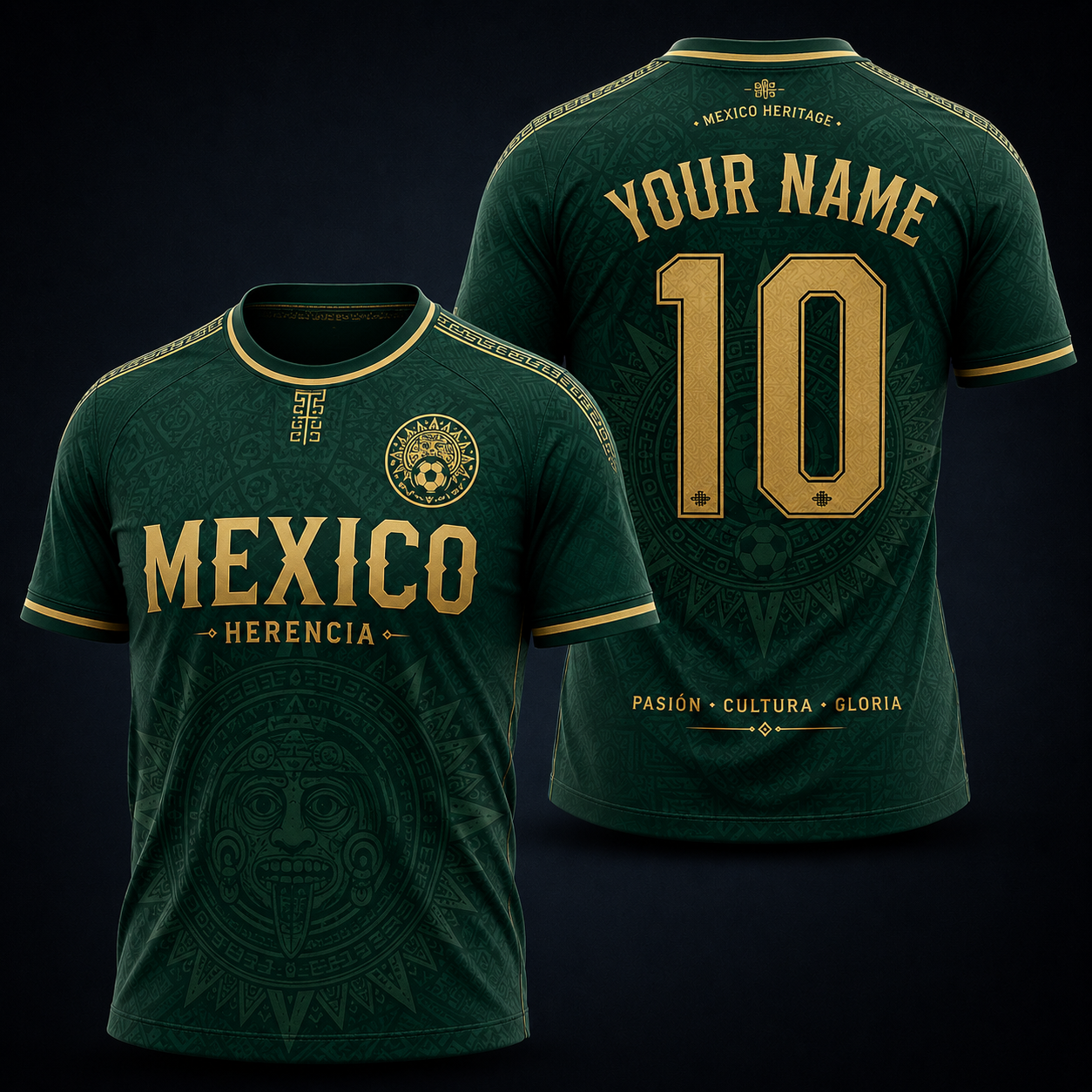 Personalized Mexico Aztec Heritage Soccer Jersey for Men – Custom Name & Number Mexico Football Fan Shirt