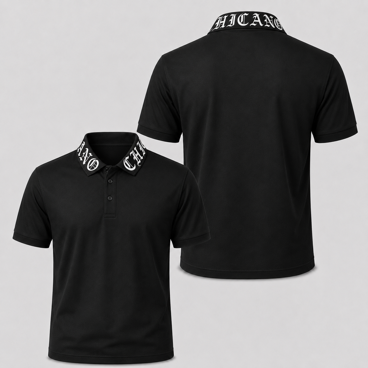 Chicano Collar Polo Shirt for Men – Minimal Lettered Collar Polo, Mexican-American Heritage Shirt