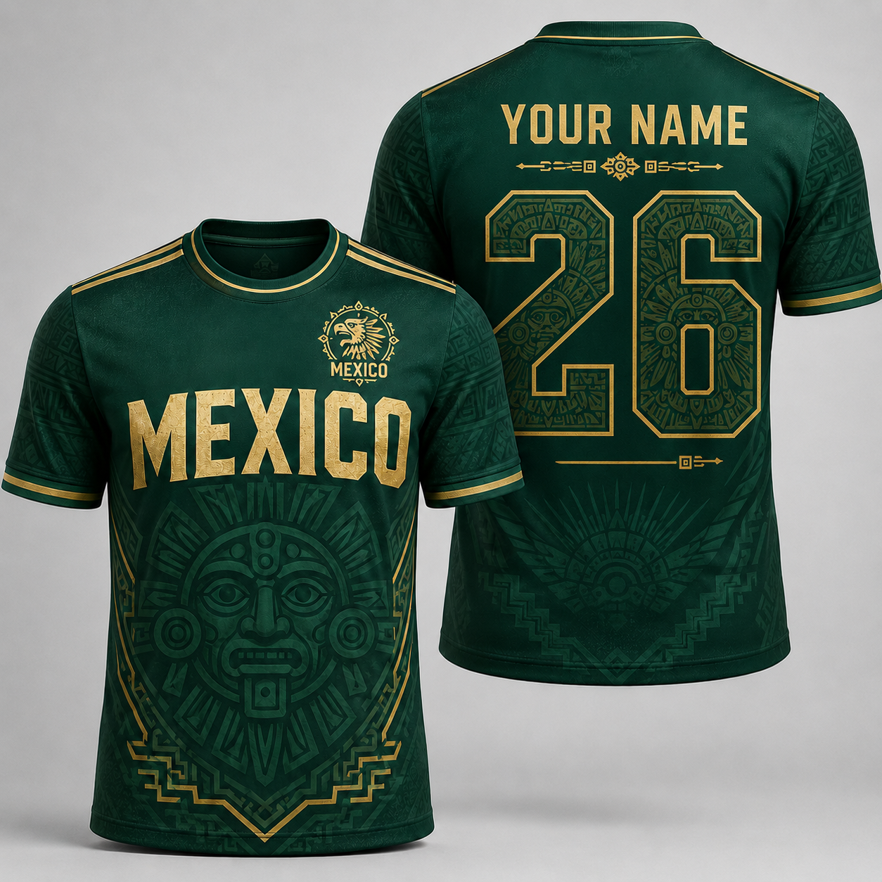 Personalized Mexico Ancient Pride Soccer Jersey – Custom Name & Number Mexican Heritage Football Shirt