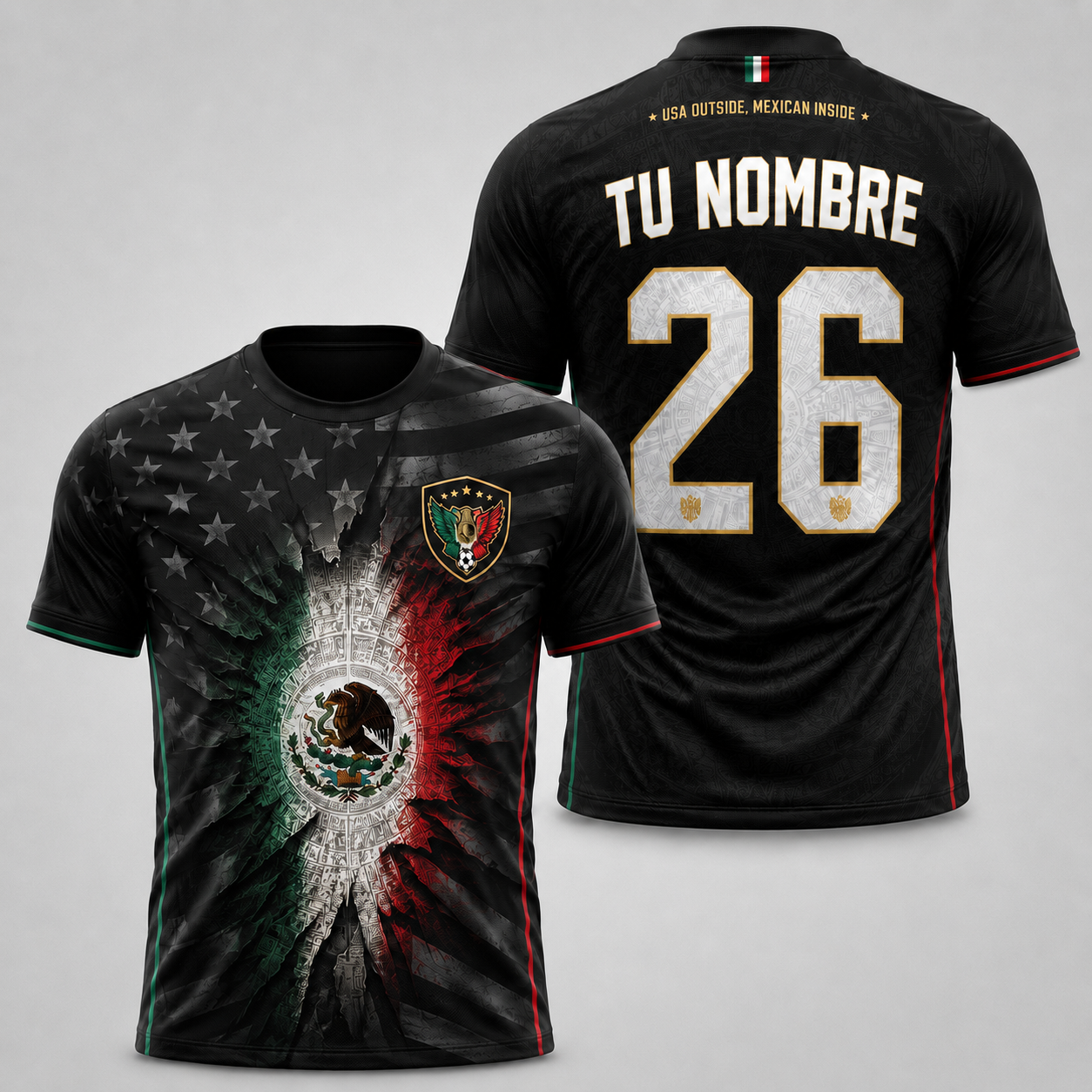 Personalized Mexico Soccer Jersey – Custom Name & Number USA Outside Mexican Inside Football Shirt