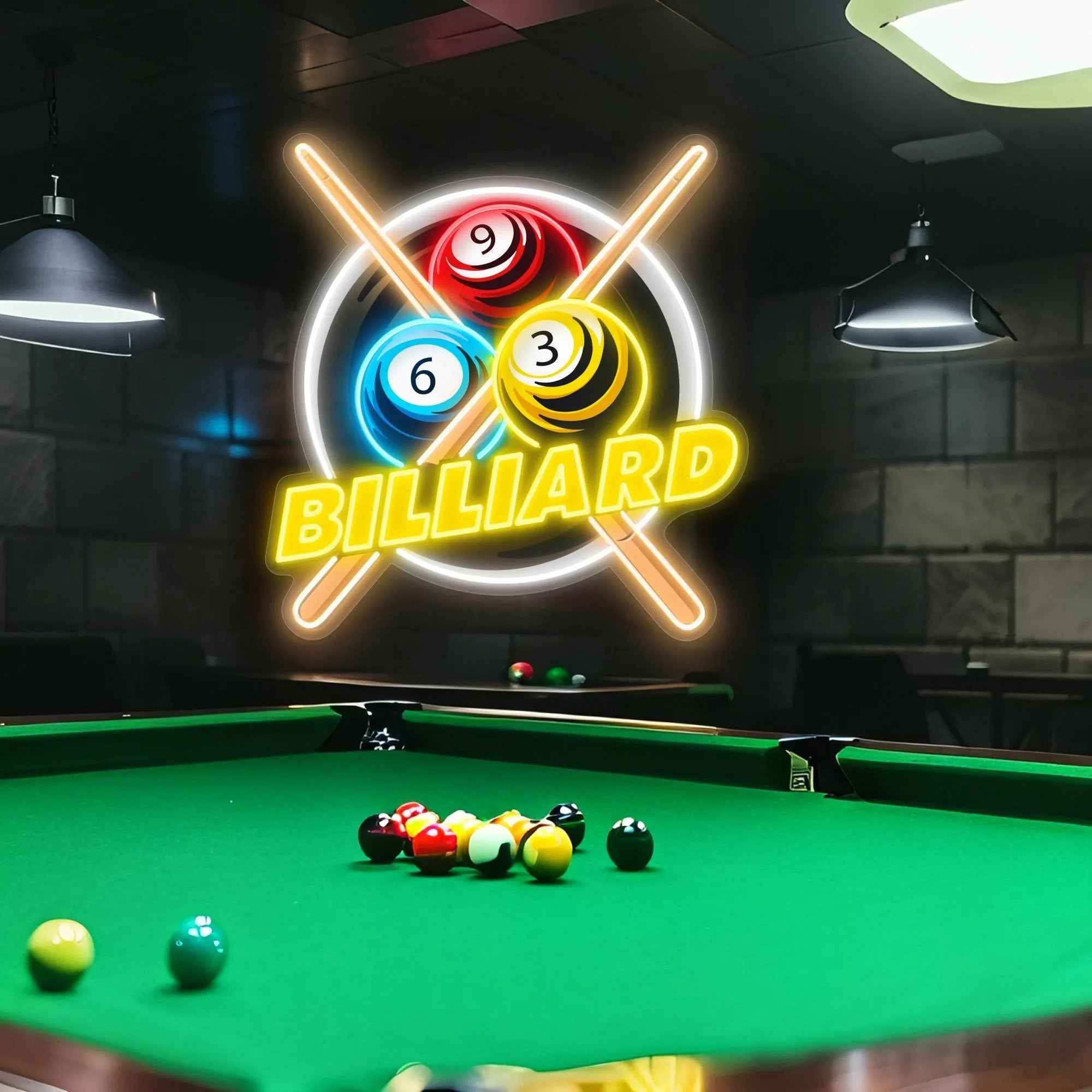 Custom Name Billiard Neon Sign, Pool Hall Neon Led Light, Billiards Bar Home Decor