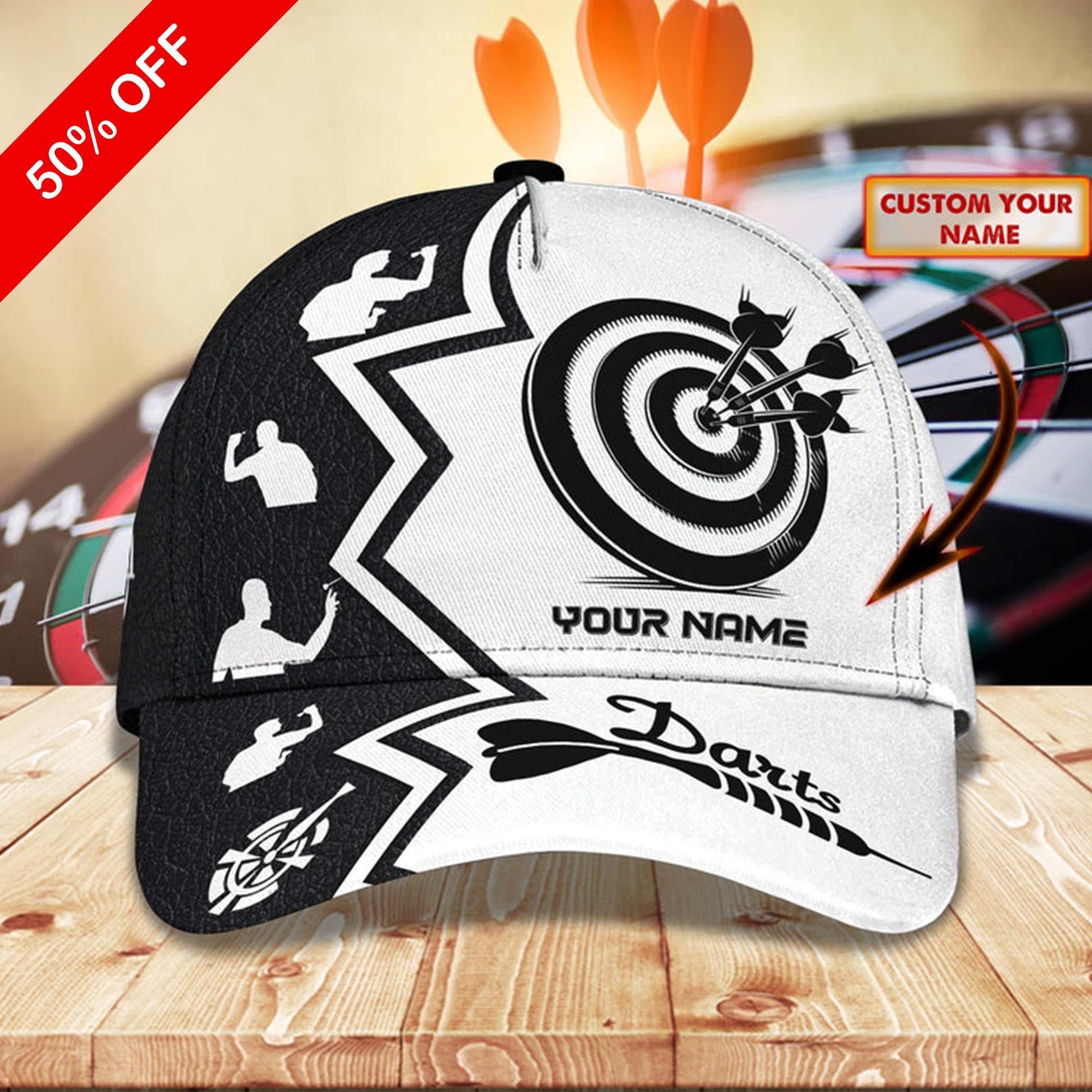 Personalized Dartboard Hat For Dart Players, Custom Name Darts Cap, Gift For Dart Lover