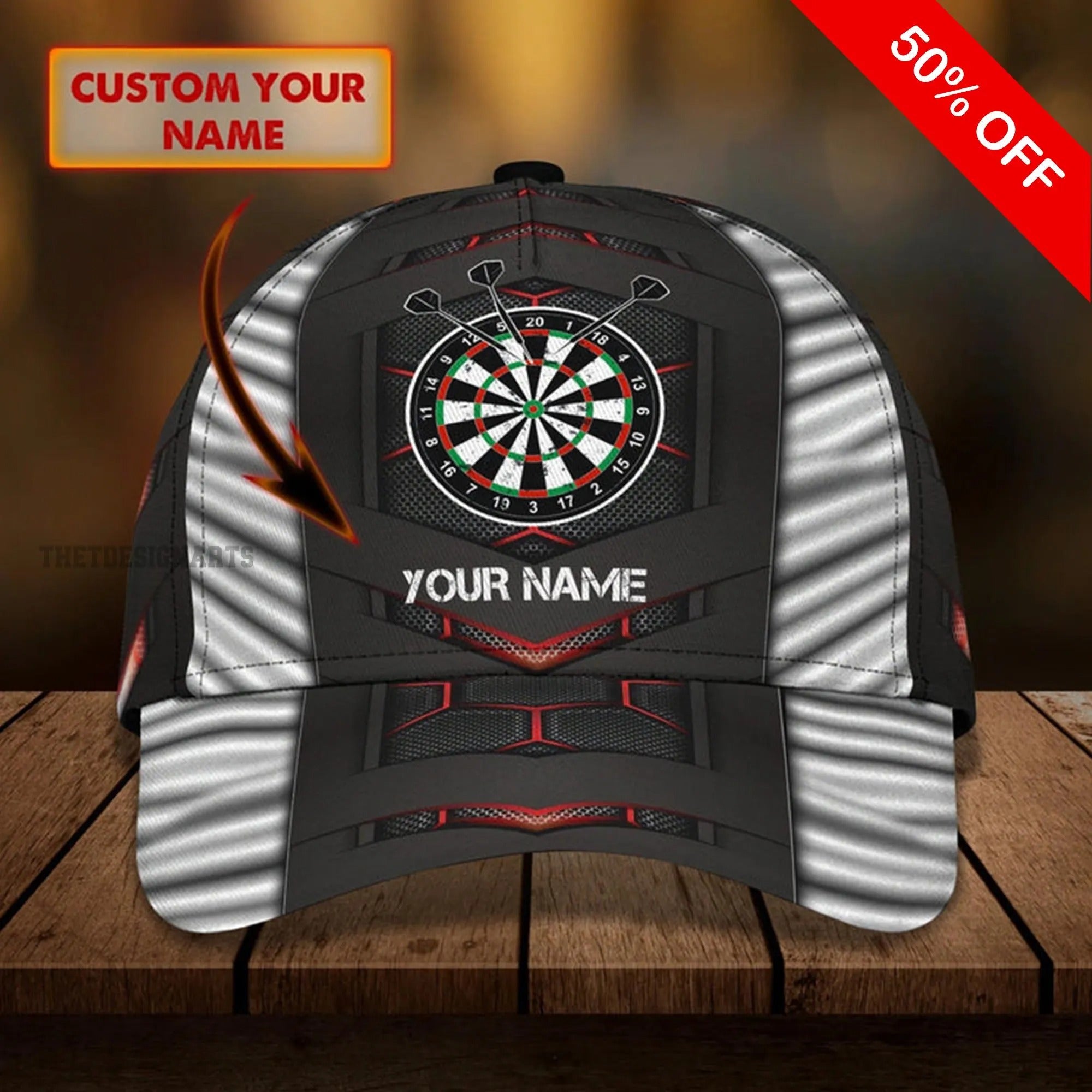 Custom Name Dart Hat, Personalized Darts Cap for Men, Dart Player Gift