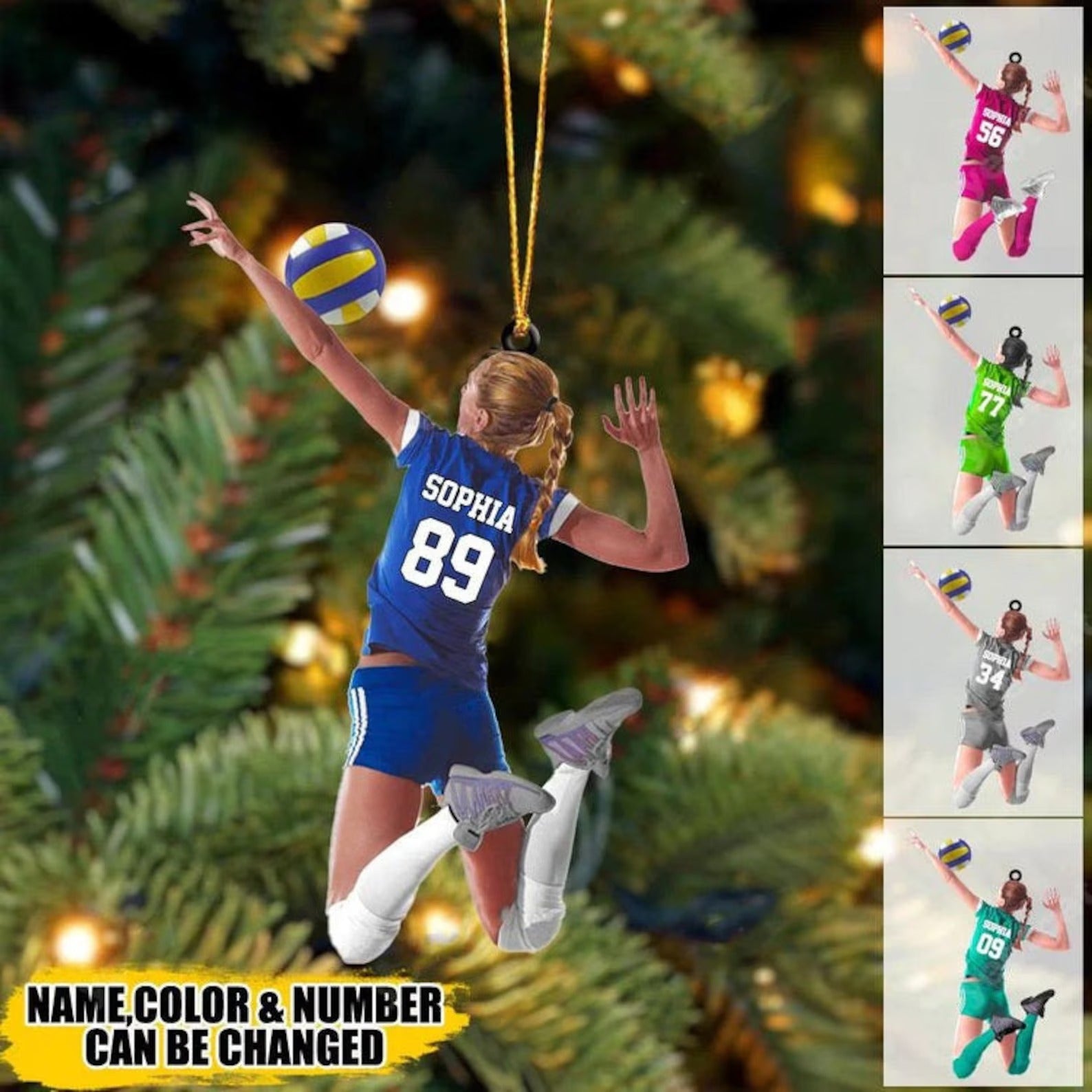 Personalized Volleyball Player Acrylic Ornament, Custom Name Number Volleyball Christmas Ornament, Volleyball Gift for Girls