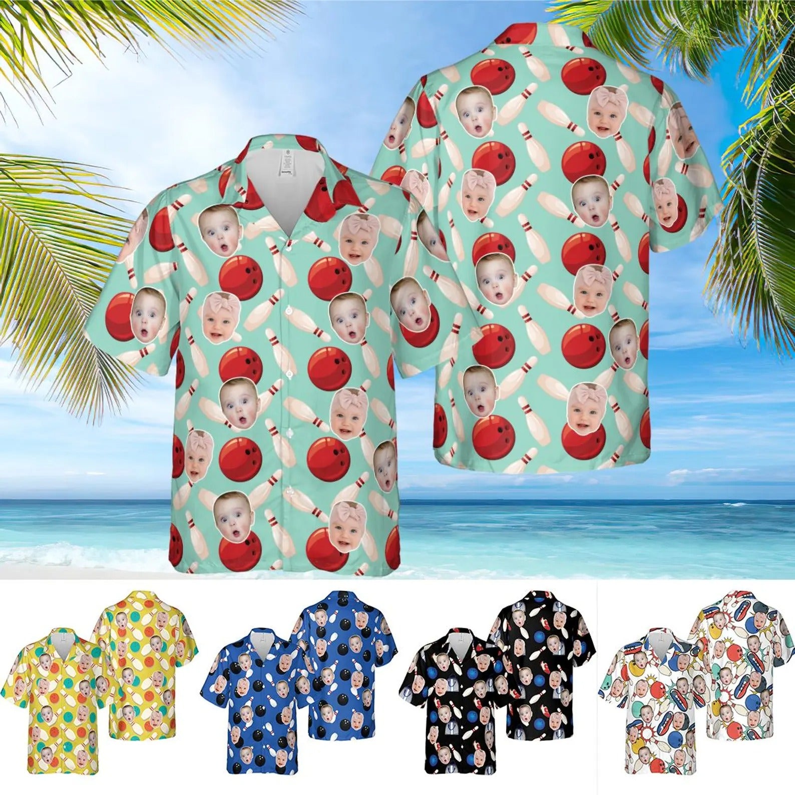 Custom Photo Bowling Hawaiian, Summer Shirts, Bowling Jersey, Gift For Bowling Players