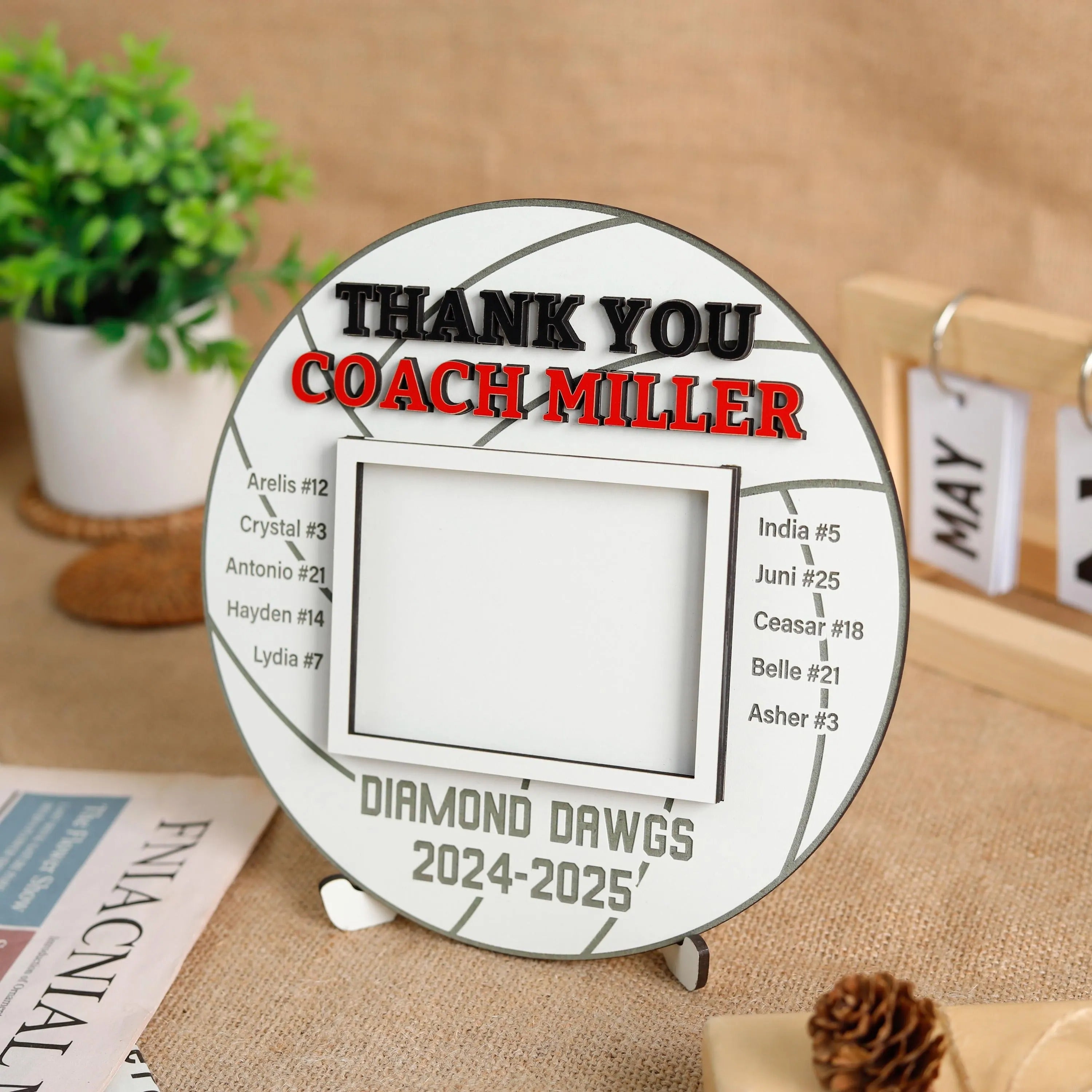 Personalized Volleyball Team Gifts for Coach, Wood Sign Thank You Coach Team Manager, Photo Frame Home Wood Plaque, End of Seasons Gifts