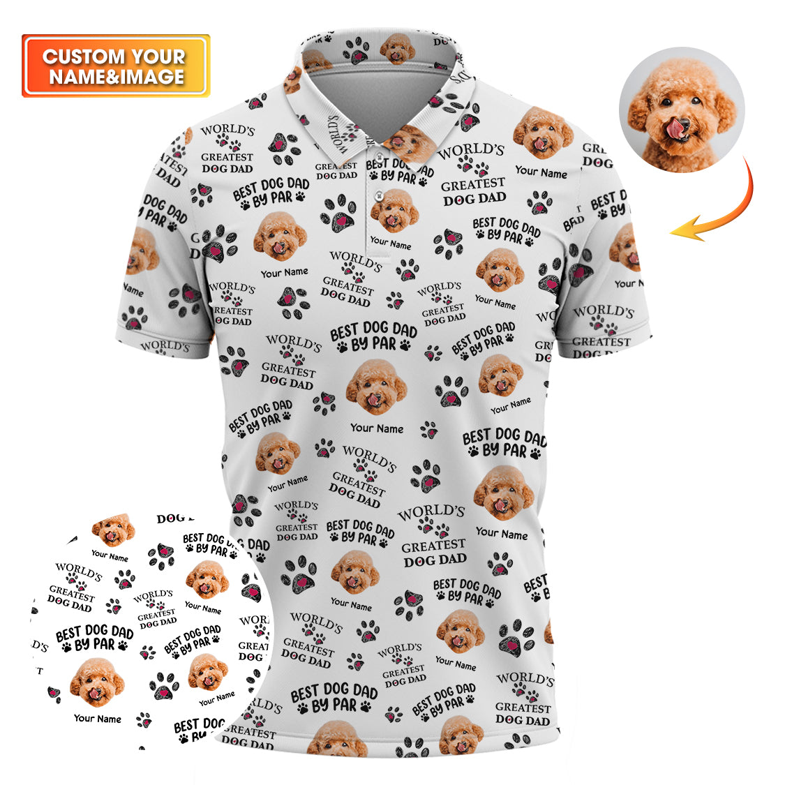 Best Dog Dad by Par Polo Shirt – Custom Dog and Golf Shirt for Men – Personalized World’s Greatest Dog Dad Gift