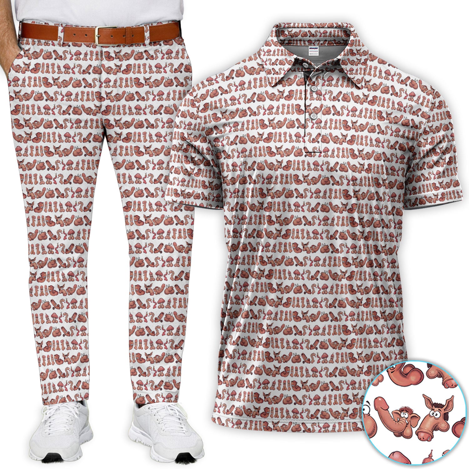 Playful Abstract Cartoon Pattern Golf Set, Funny Golf Set For Men, Golf Gift For Golfer
