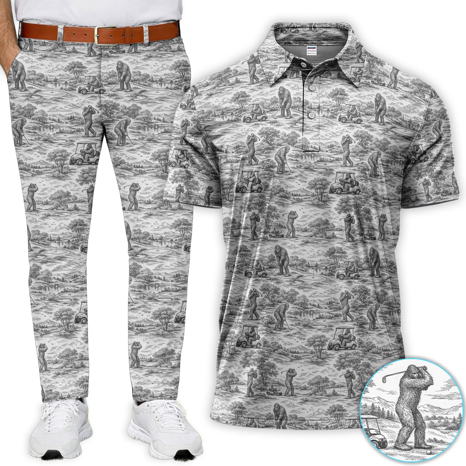 Crazy Bigfoot Pattern Golf Set, Funny Sasquatch Golf Set For Men, Golf Gift For Golfer