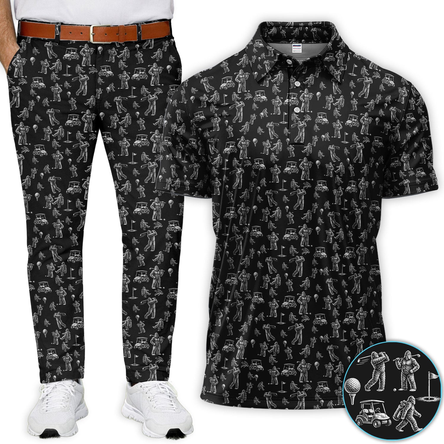 Funny Bigfoot Pattern Golf Set, Squatch Bigfoot Golf Set For Men, Crazy Golf Gift For Golfer