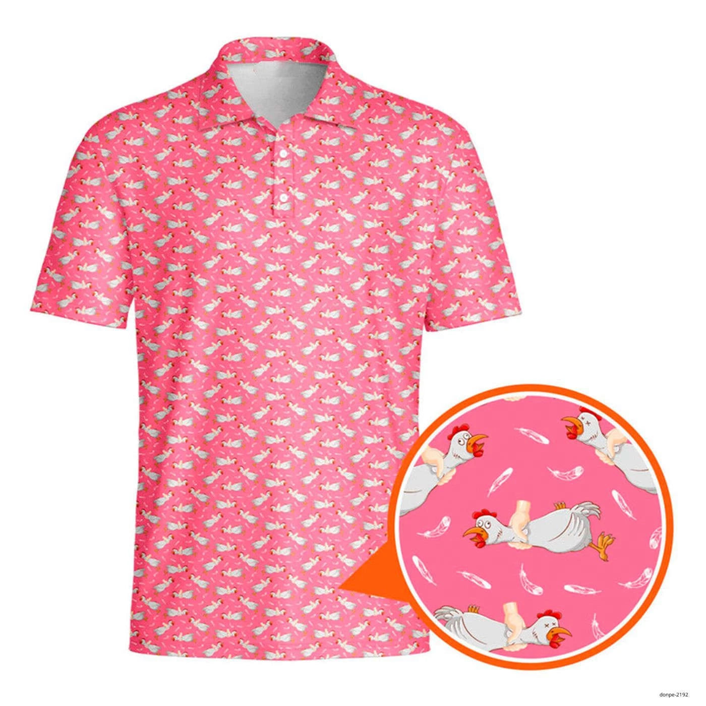 Funny Chicken Butt Pattern Polo Shirt, Cute Animal Print Golf Shirt For Men, Golf Gift For Golfer