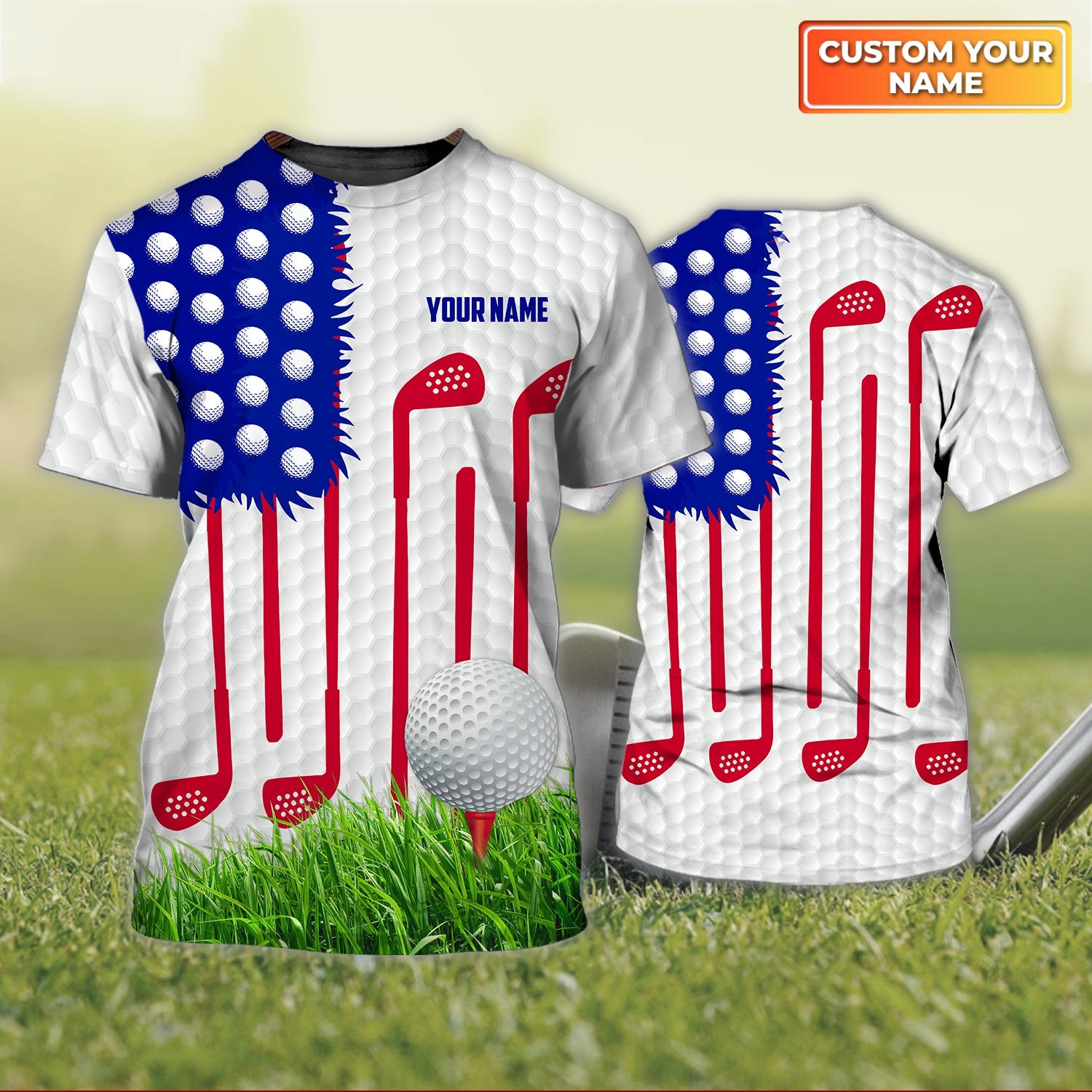 Golf All Over Print Tee Shirt, Personalized Name 3D Tshirt
