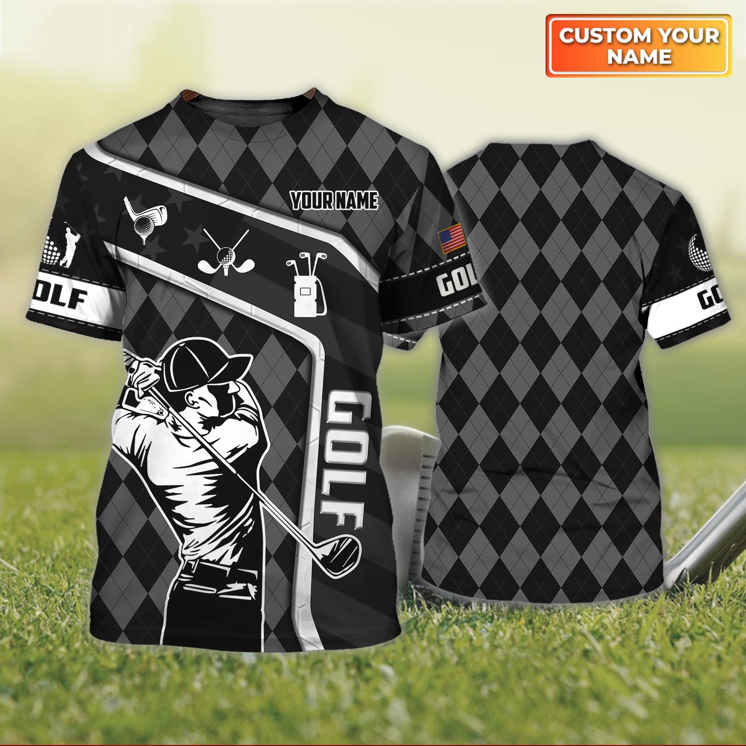 Golf, Personalized Name 3D Tshirt