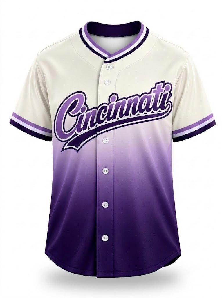Custom Cincinnati Skyline Ombre Baseball Jersey