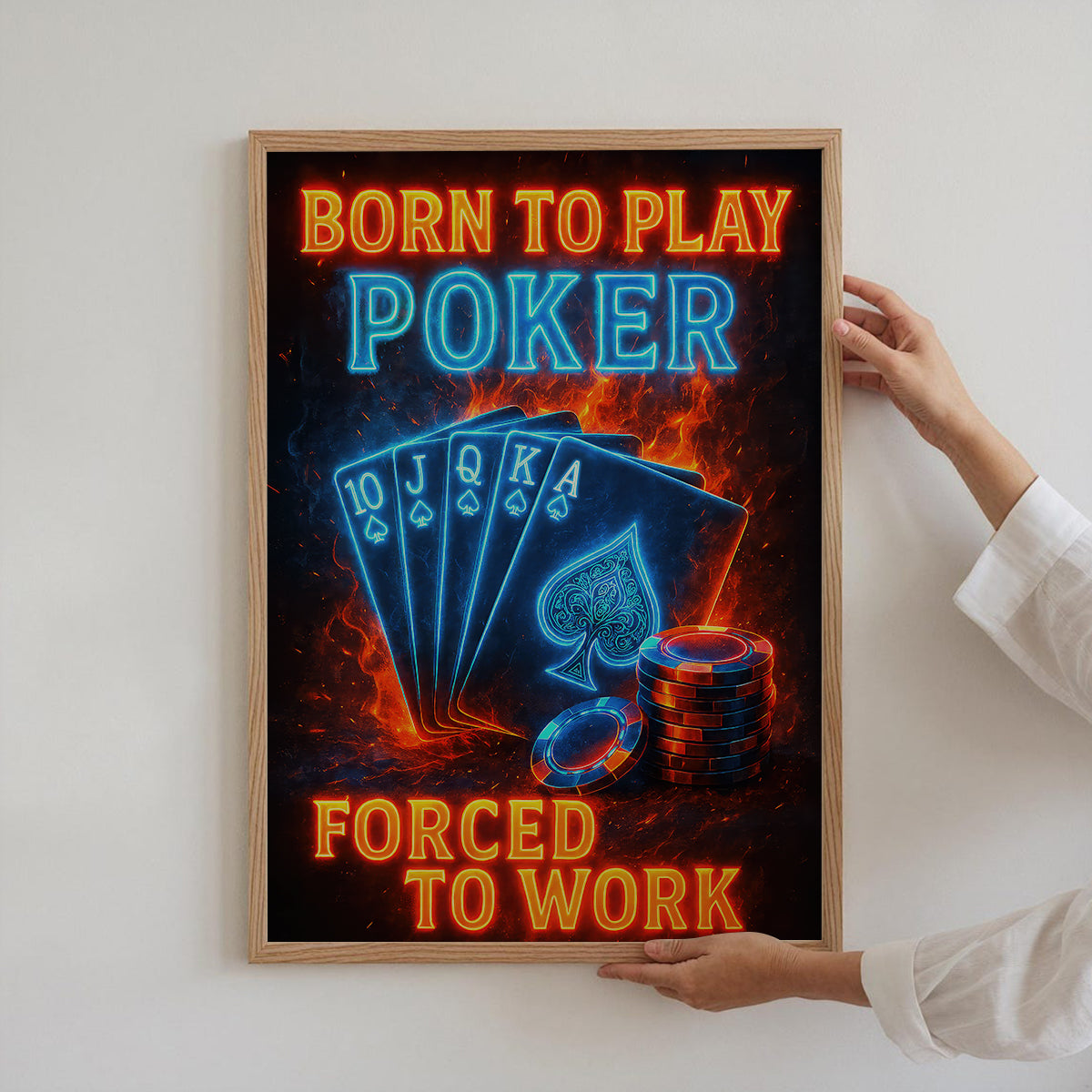 Born to Play Poker Forced To Work Poster, Poker Poster For Poker Player, Poker Canvas Room Decor