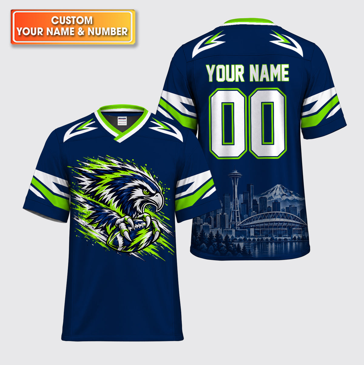 Custom Hawk Mascot American Football Jersey - Personalized Name And Number