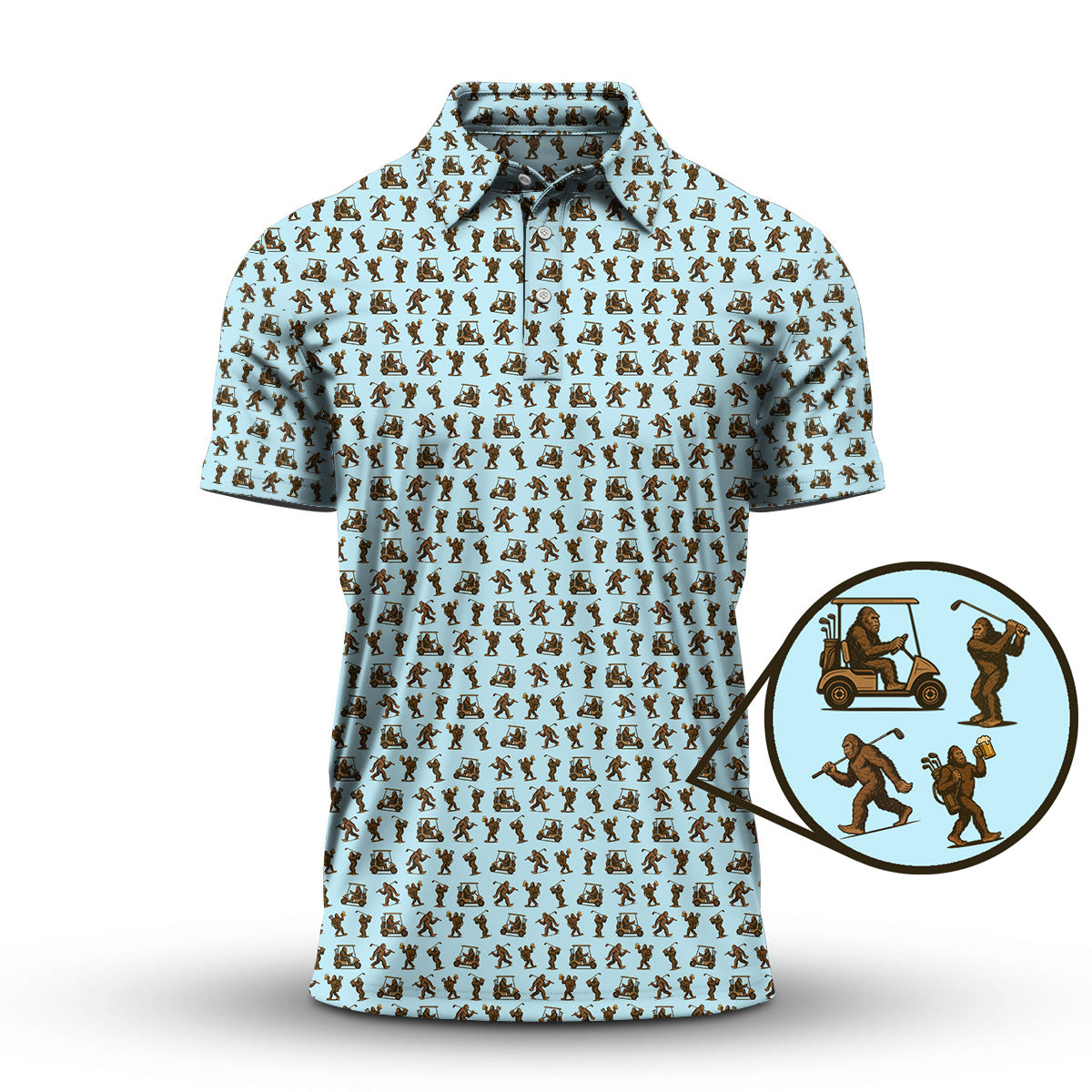 Crazy Golf Pattern Shirt, Bigfoot Golf Shirt For Men, Golf Gift For Golfer
