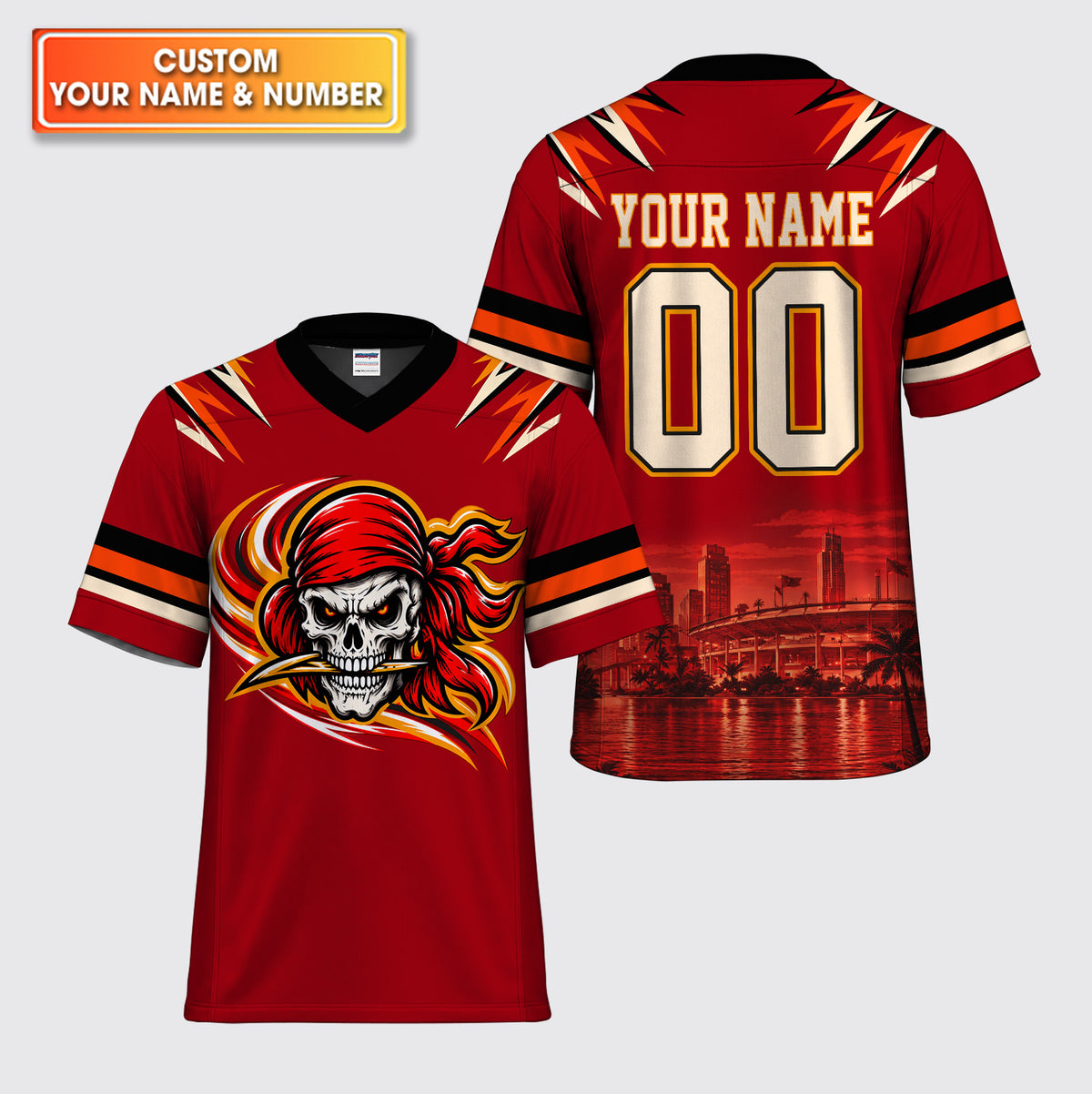 Pirate Skull Mascot Custom American Football Jersey