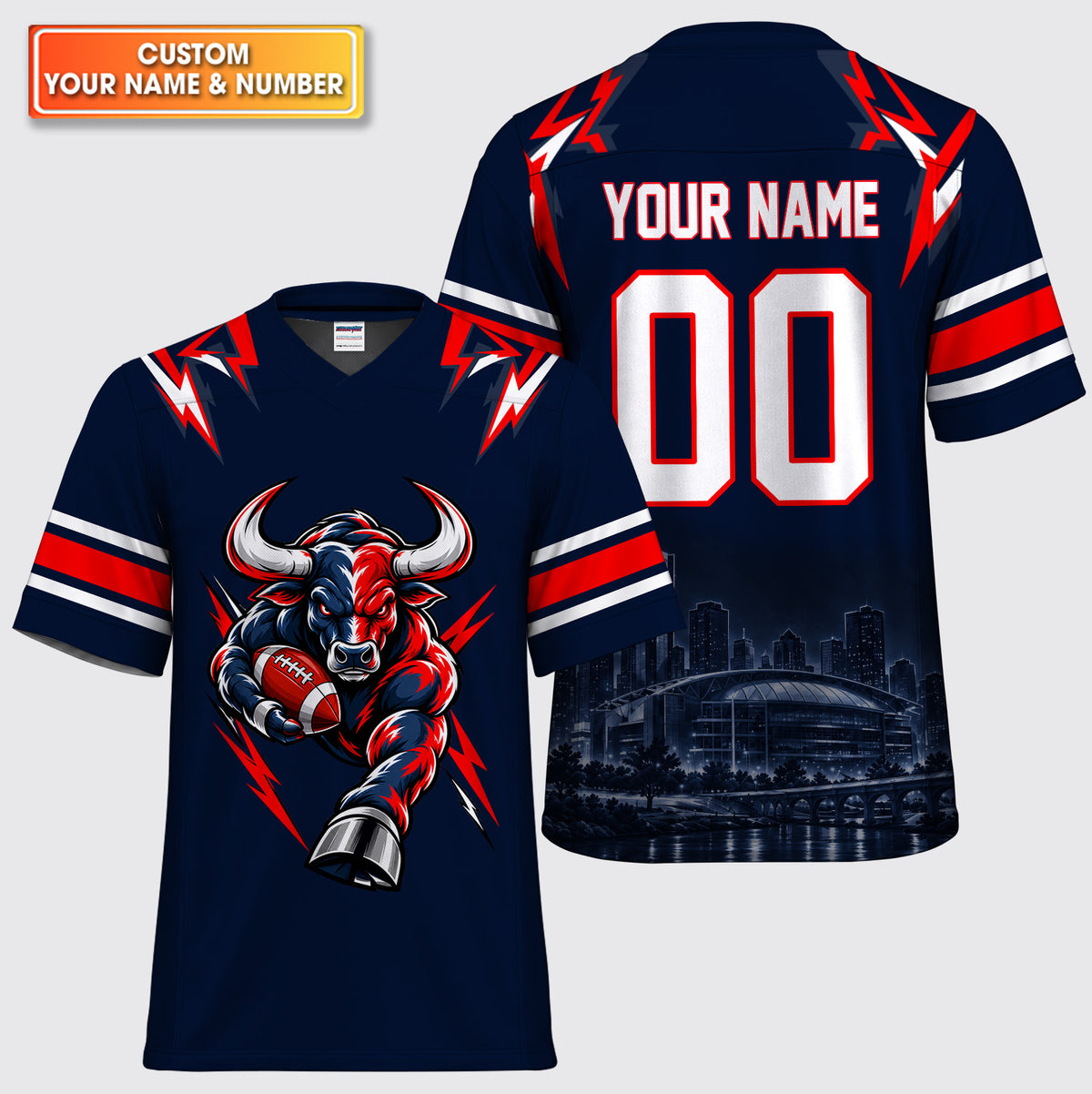 Custom Bull Mascot American Football Jersey
