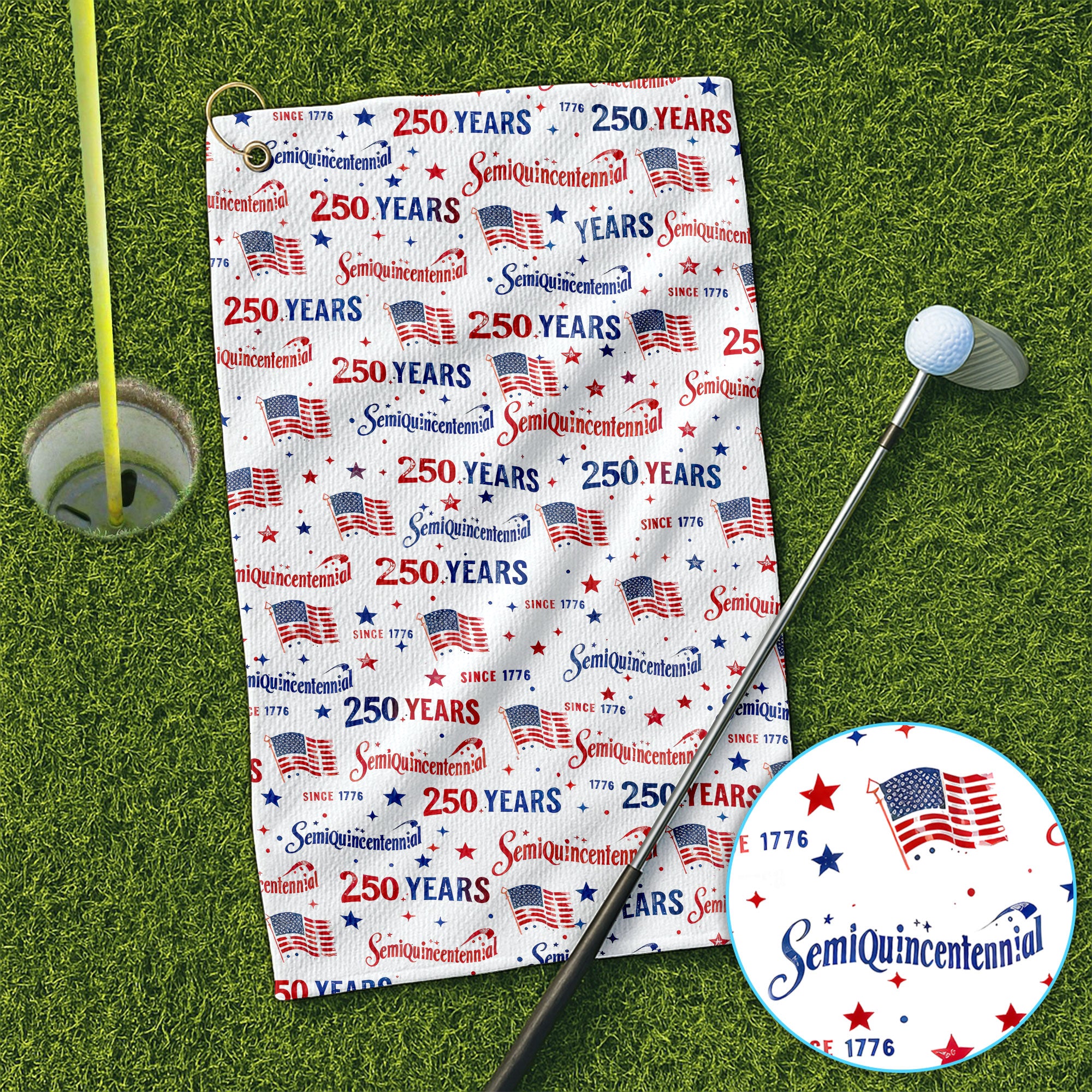 Semiquincentennial 250 Years Since 1776 Golf Towel, America 250th Golf Towels, Golf Gift For Men