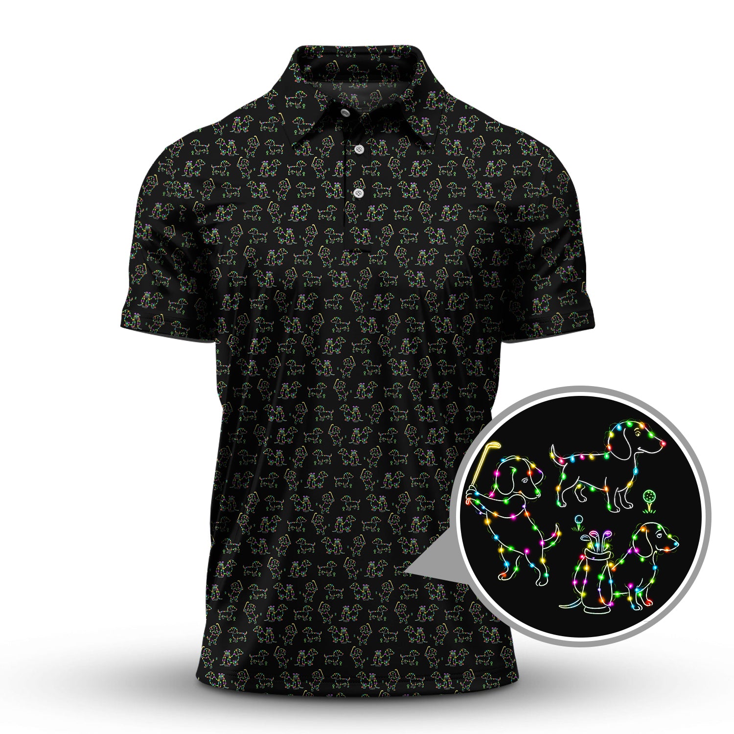 Dachshund Golf Shirt For Golfer, Funny Christmas Golf Shirt, Crazy Pattern Golf Shirt For Men